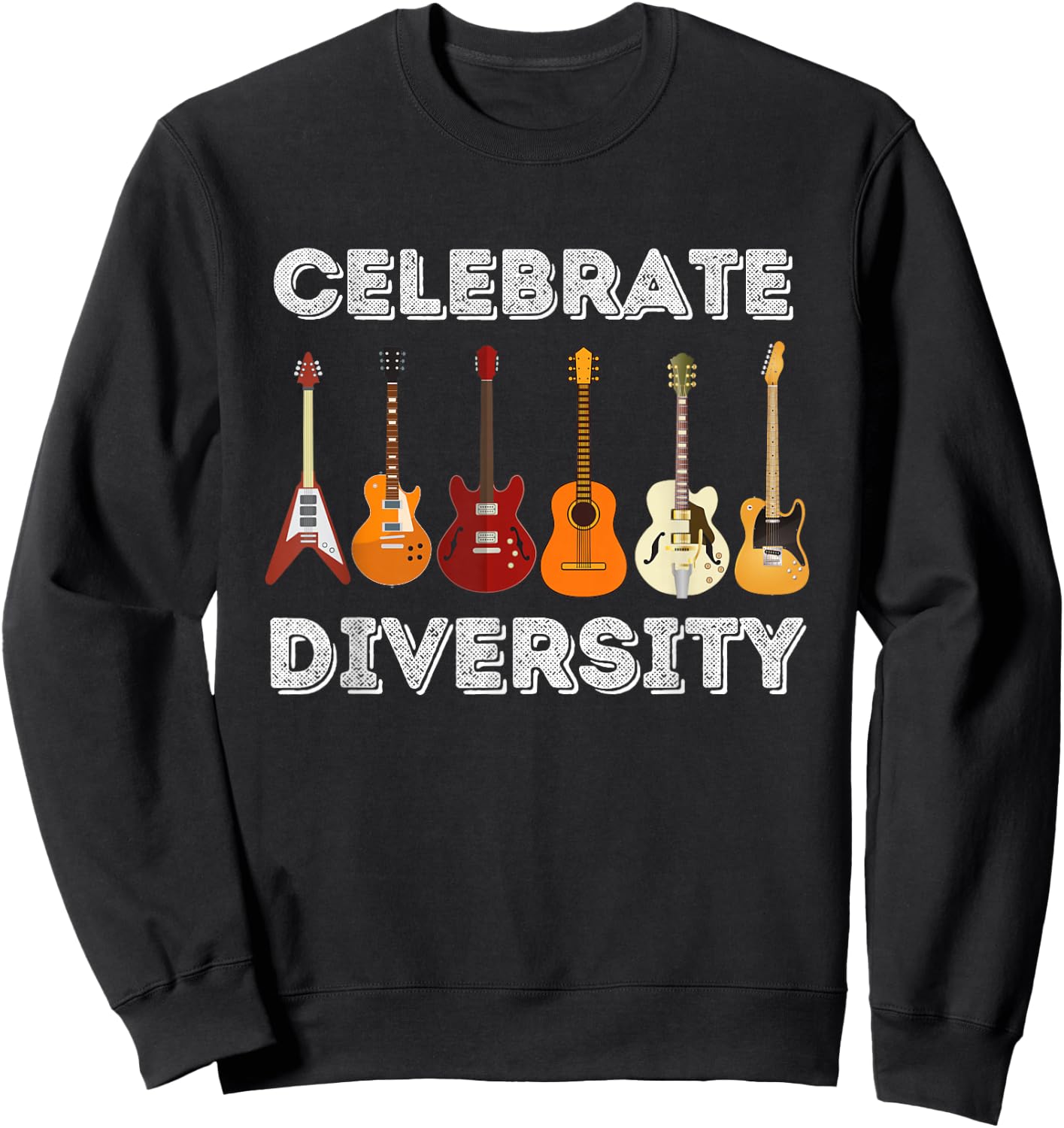 Celebrate Diversity - Funny Guitar Lover & Guitarist Gift Small Sweatshirt - Sweatshirt | Black