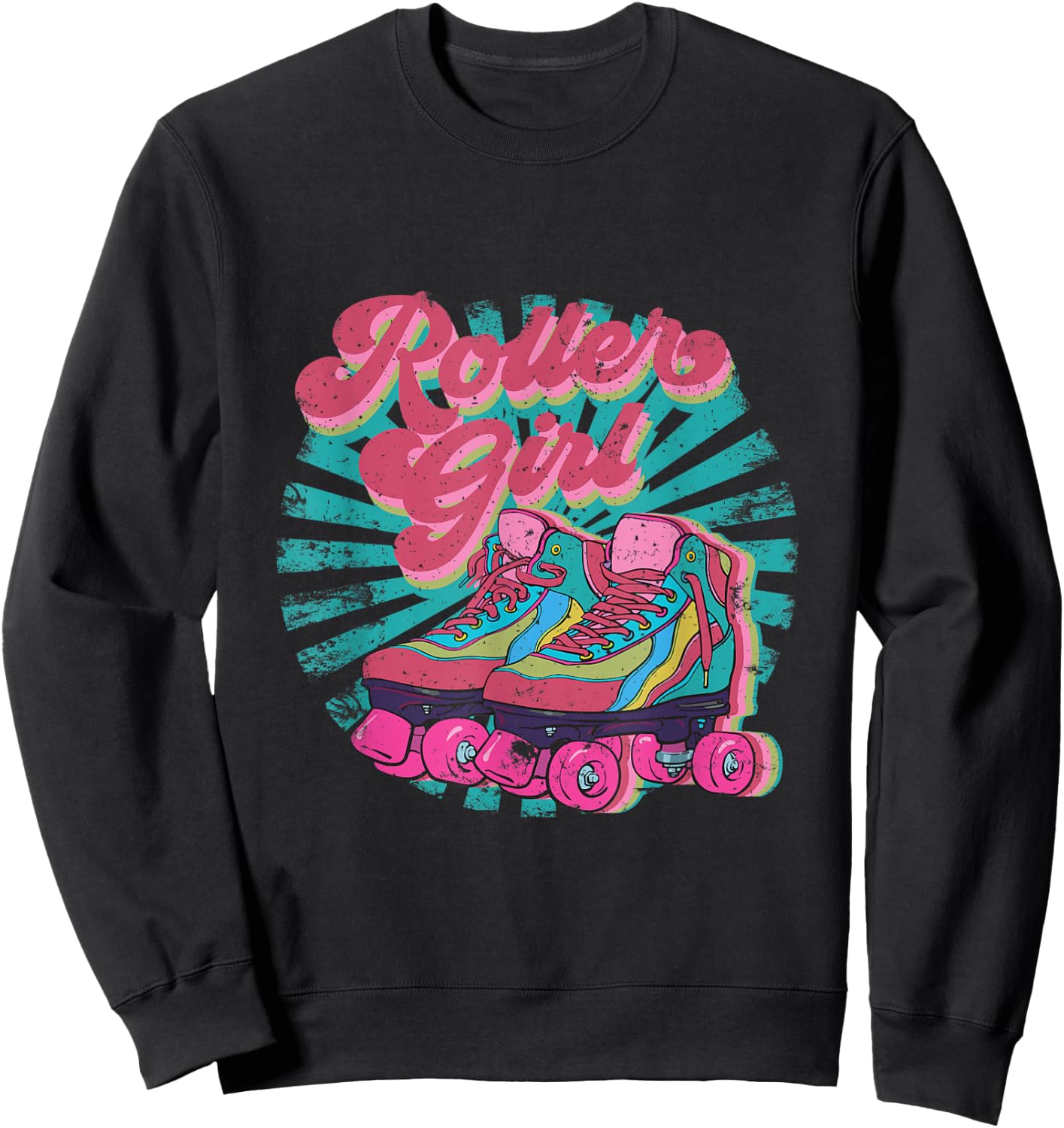 Roller Skate Skating 70s Retro Shirt Gift Sweatshirt - Sweatshirt | Black