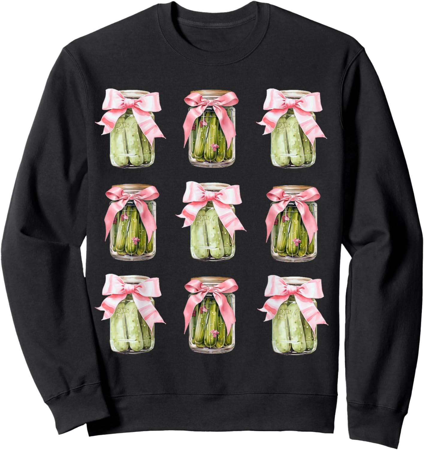 Pickle Jar Women Coquette Bow Pickle Party Birthday Girl Sweatshirt - Sweatshirt | Black