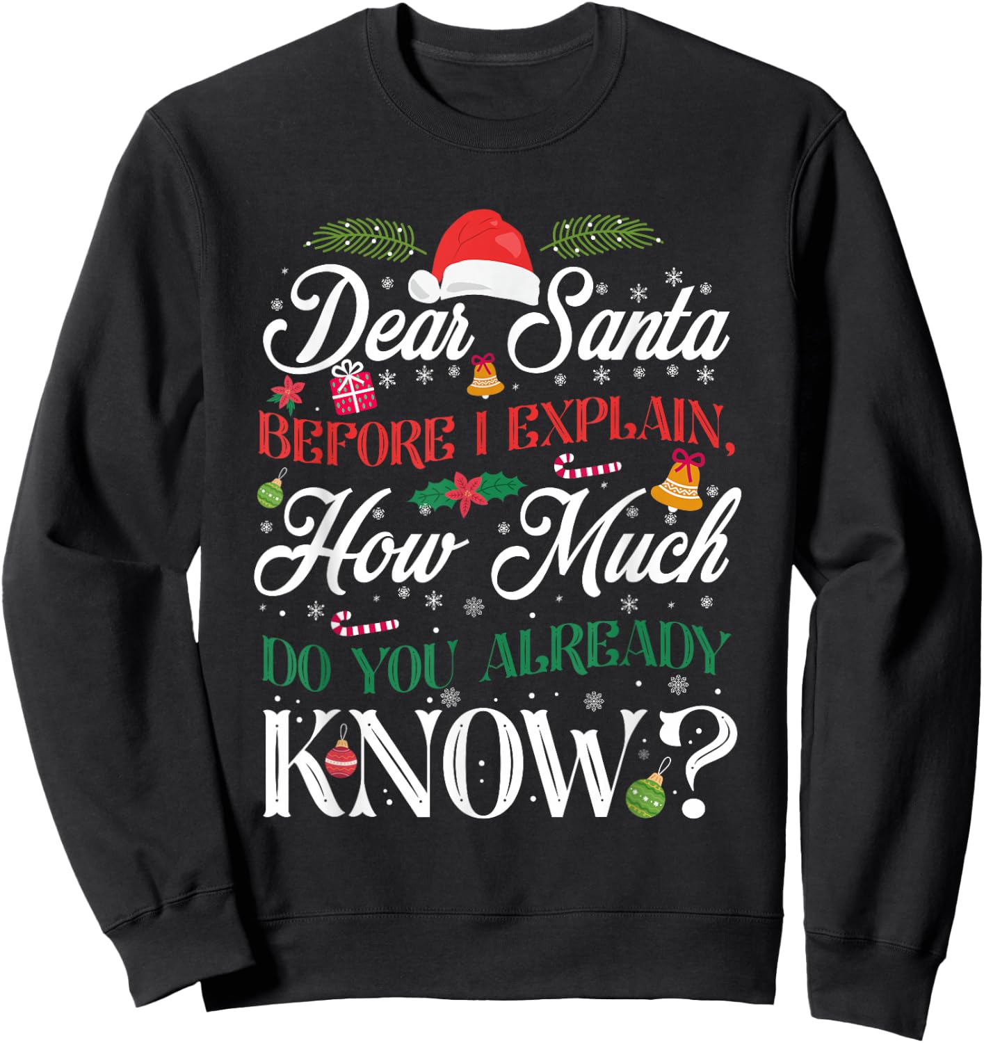 Funny Christmas Dear Santa How Much Do You Know Sweatshirt - Sweatshirt | Black