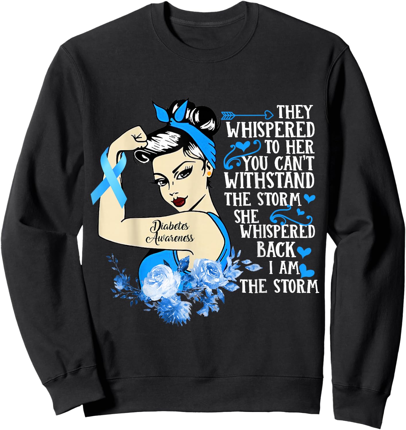 Diabetes Awareness Month Gift Powerful Warrior Women Sweatshirt - Sweatshirt | Black