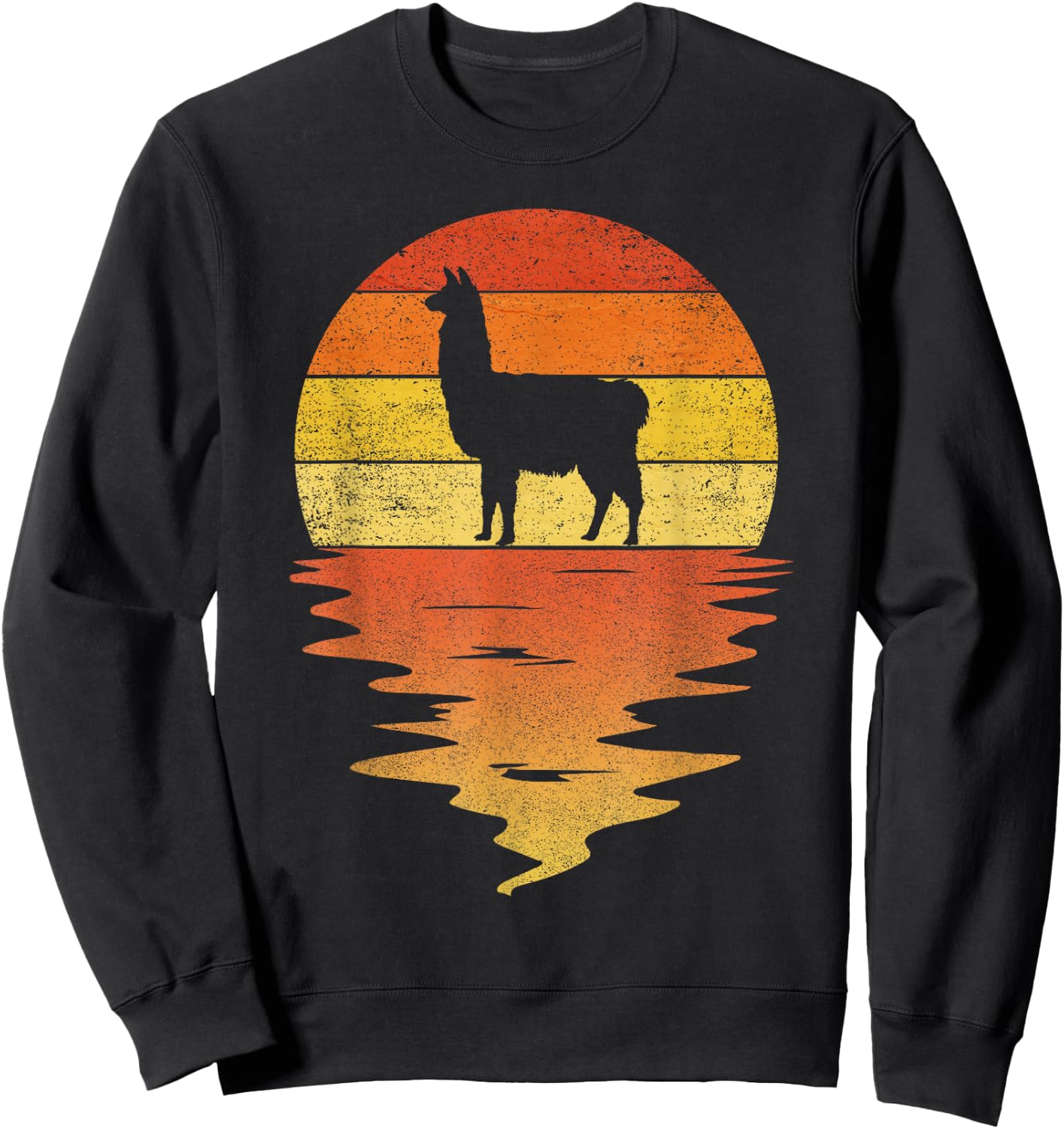 Llama shirt retro sunset 70s vintage Llama Sweatshirt - Sweatshirt | Black