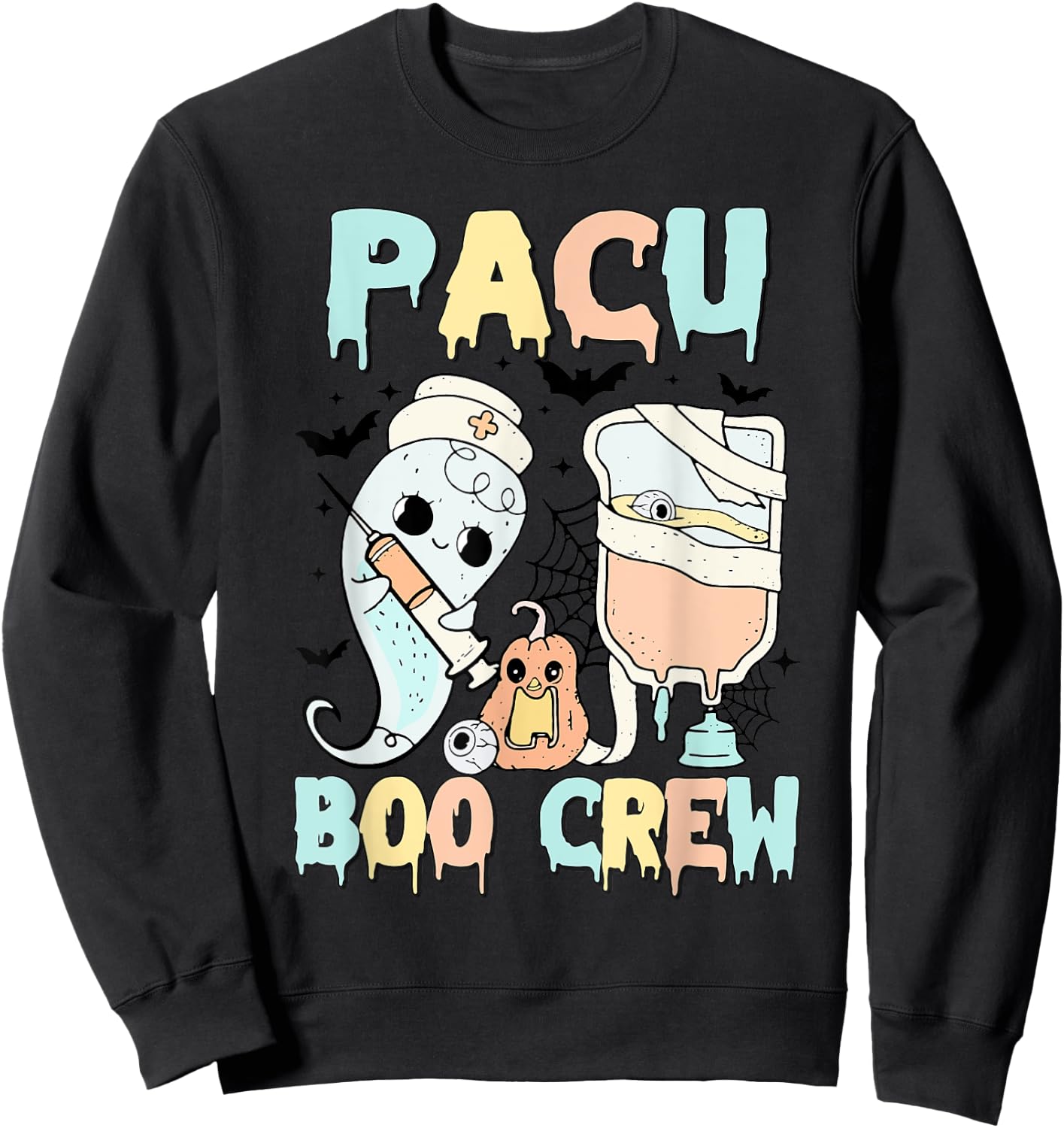 PACU Boo Crew Stethoscope PACU Nurse Halloween Costume Sweatshirt - Sweatshirt | Black