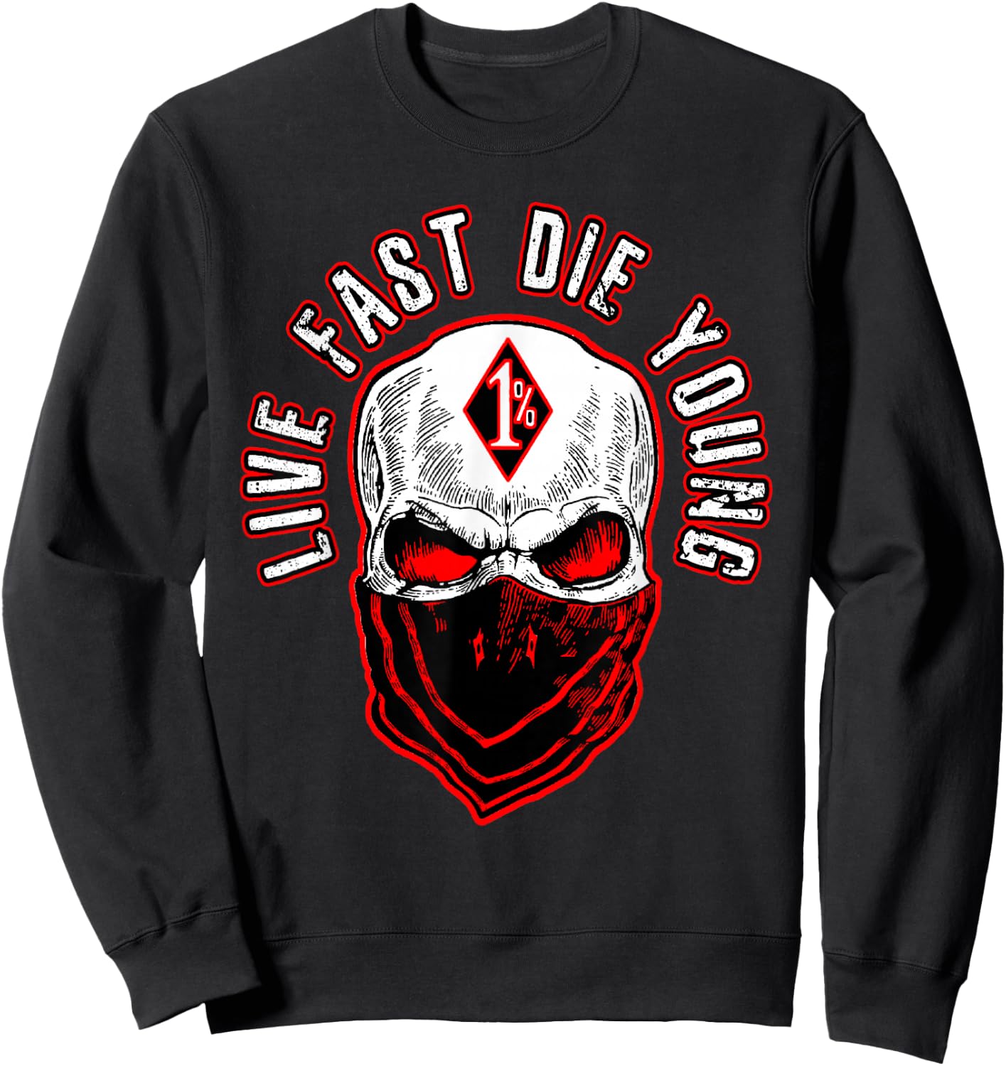 Live fast die young motorcycle biker mc 1% bc motorcyclists Sweatshirt - Sweatshirt | Black