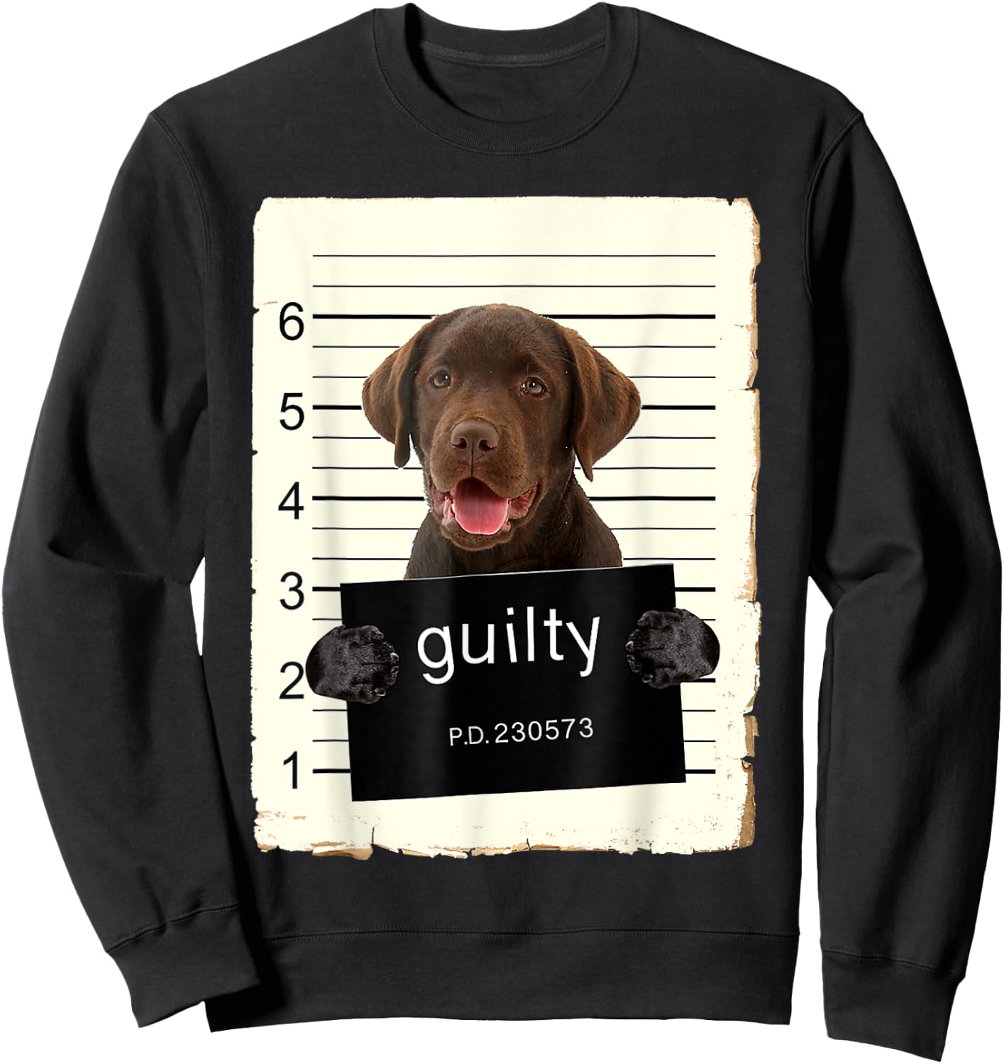 Chocolate lab Labrador Dog Mug Shot Bad Dog With Guilty Sweatshirt - Sweatshirt | Black