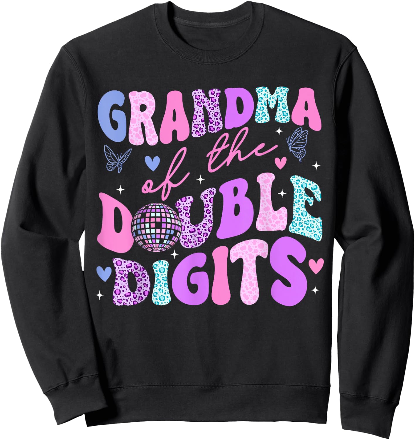 Grandma Of The Double Digits Daughter Groovy Mama Retro Sweatshirt - Sweatshirt | Black