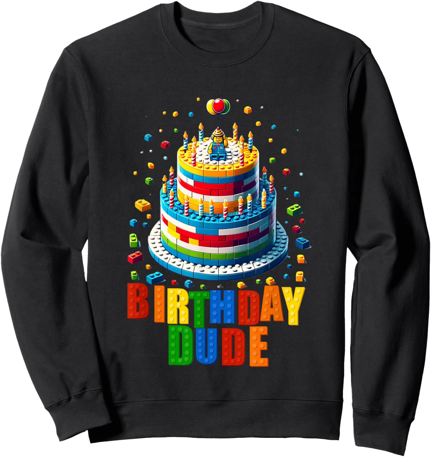 Building Bricks Cake Birthday Dude Master Builder Sweatshirt - Sweatshirt | Black