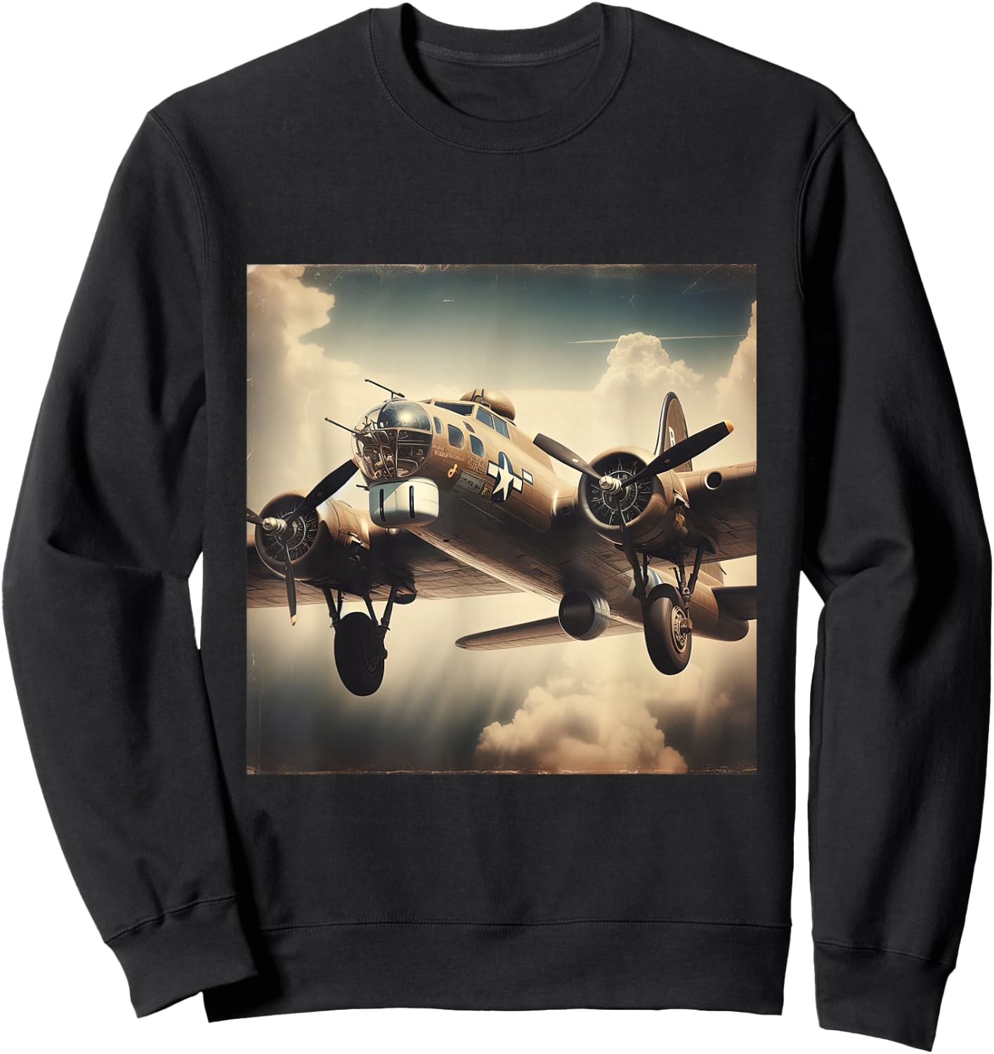 B 17 Flying Fortress USA WW2 Warplane Sweatshirt - Sweatshirt | Black