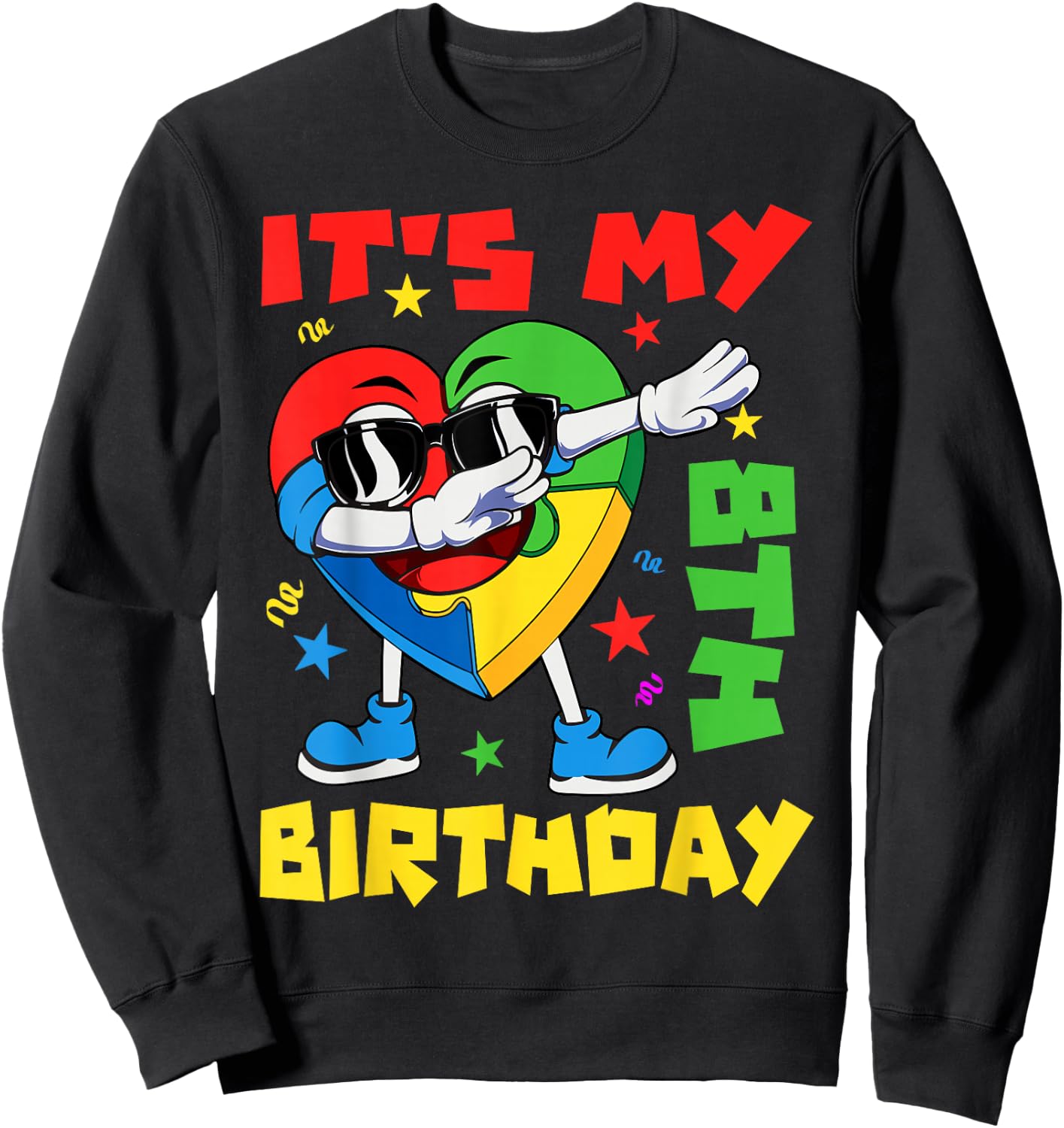 It's My 8th Birthday Dabbing Puzzle Pieces Autism Awareness Sweatshirt - Sweatshirt | Black