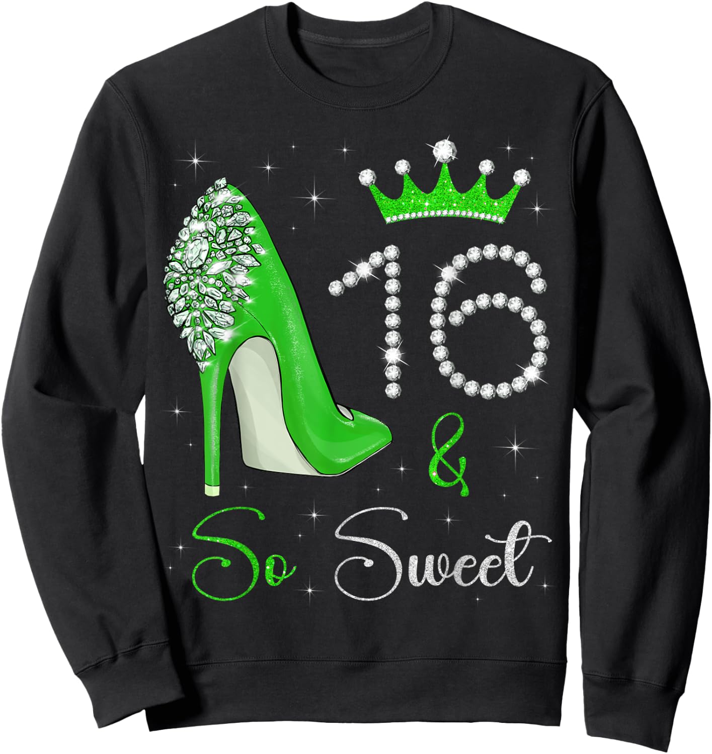 16 And So Sweet 16th Birthday 16 Years Old Bday Queen Sweatshirt - Sweatshirt | Black