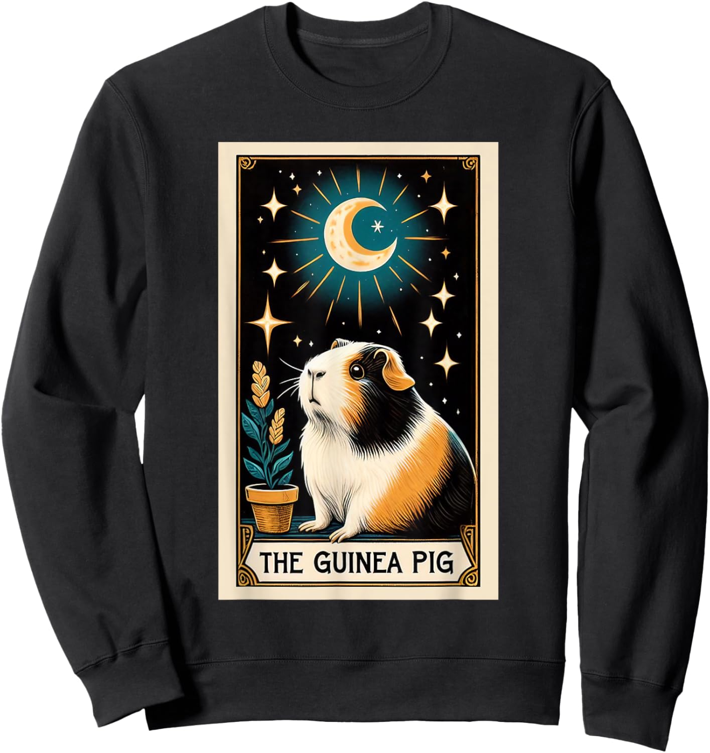 Cute Guinea Pig Tarot Card Star with the Moon Men Women Kids Sweatshirt - Sweatshirt | Black