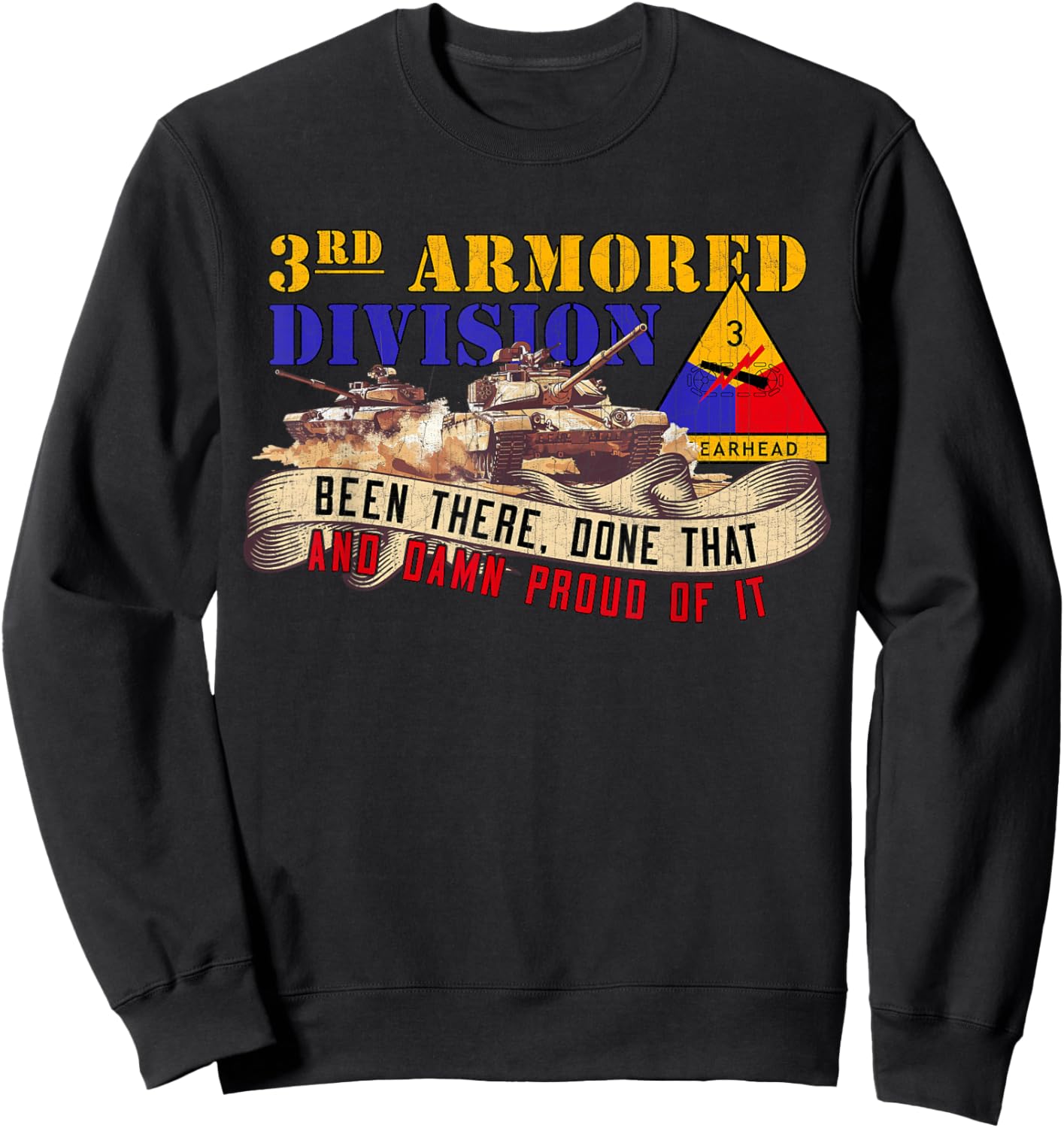 3rd Armored Division 3rd AD Spearhead Veteran Day Gifts Sweatshirt - Sweatshirt | Black