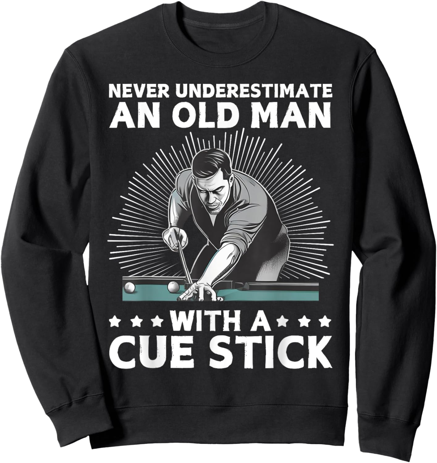 Best Pool Art Grandpa Billiard Player Pool Lover Sweatshirt - Sweatshirt | Black