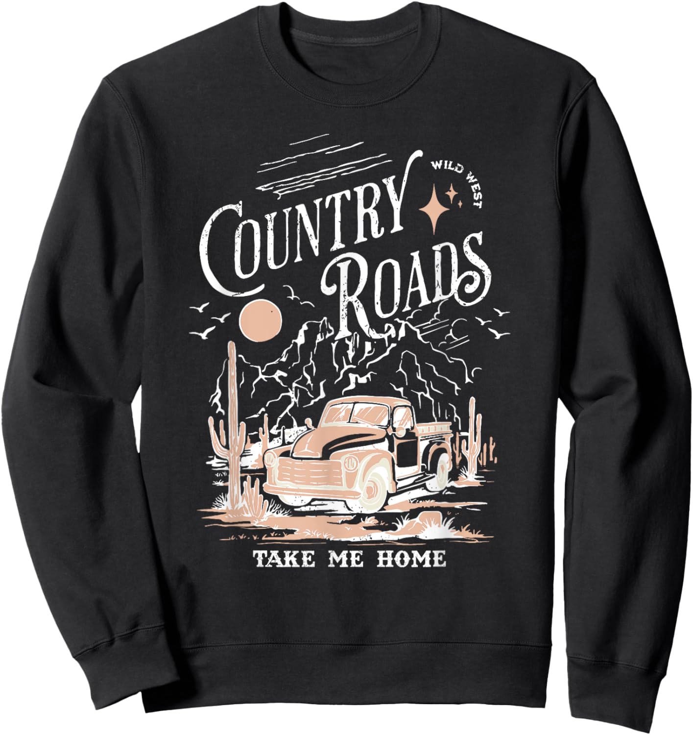 Vintage Retro Music Fans Country Roads Take Me Home Sweatshirt - Sweatshirt | Black