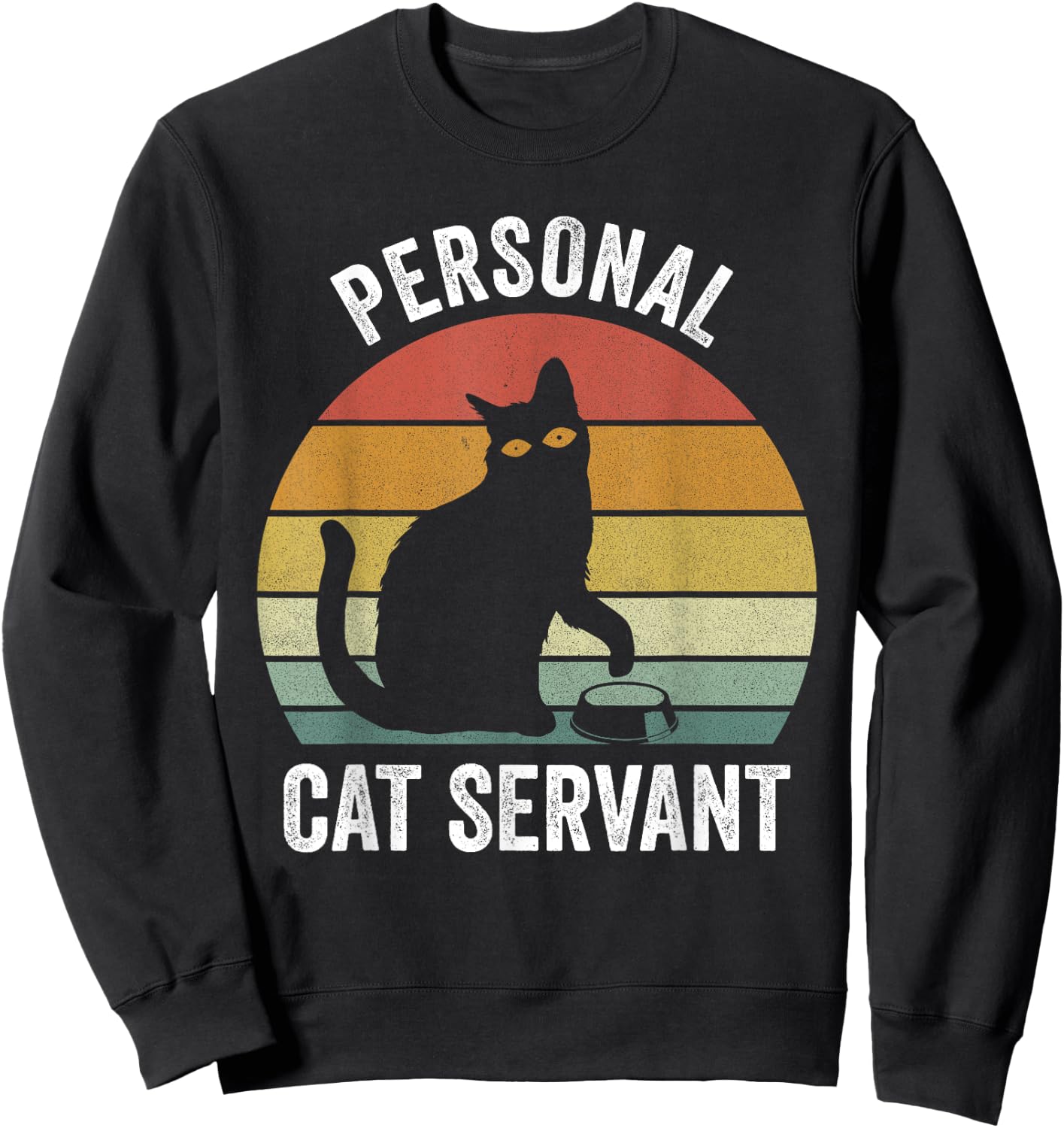 Retro Cat Shirt Black Cat Personal Cat Servant Cat Lover Sweatshirt - Sweatshirt | Black