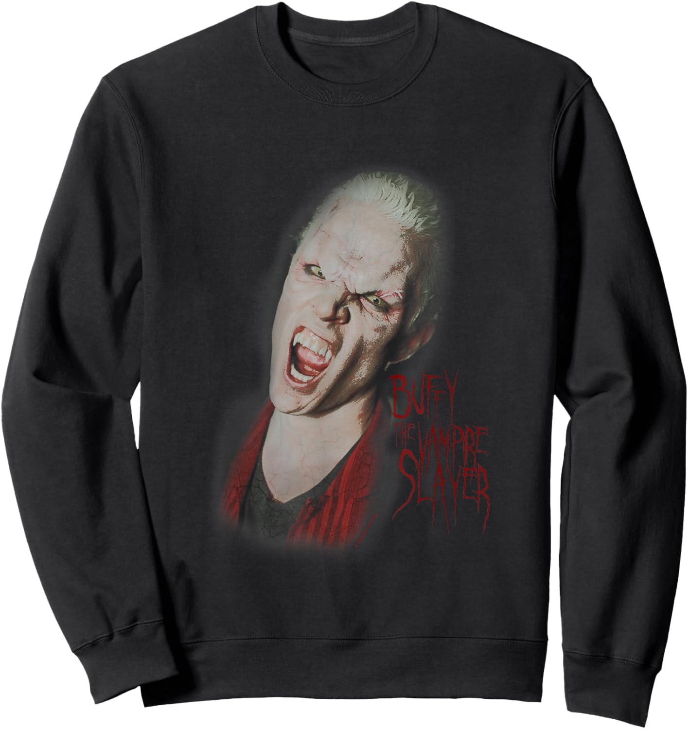 Buffy The Vampire Slayer Spike Vampire Face Closeup Vintage Sweatshirt - Sweatshirt | Black