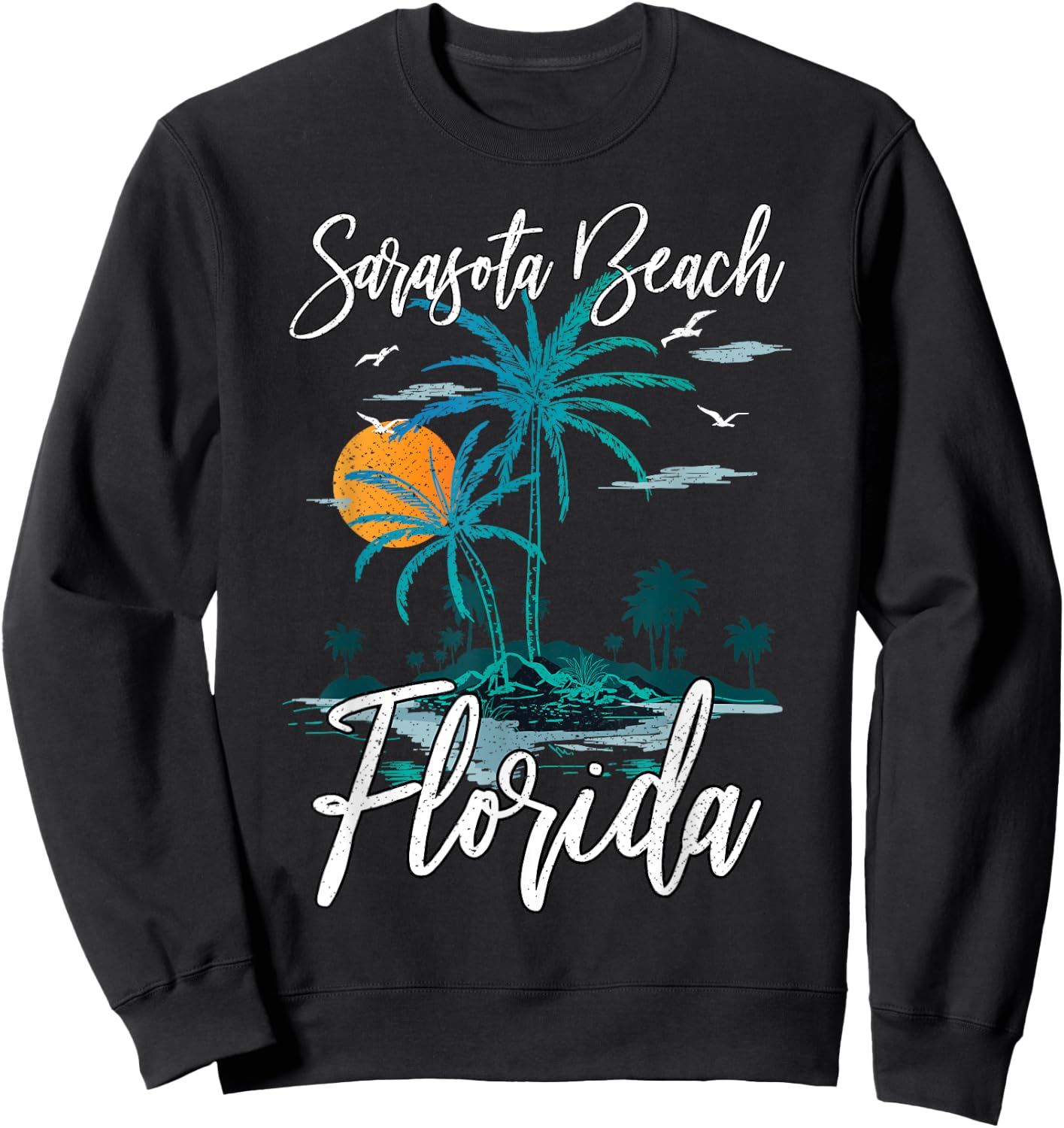 Family Vacation Retro Sunset Florida Sarasota Beach Women Kids Sweatshirt - Sweatshirt | Black