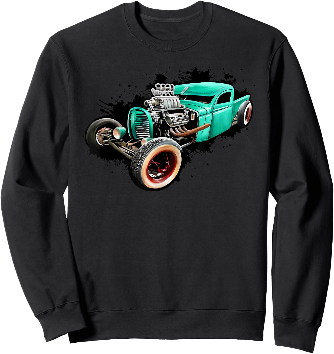 Rust Bucket Outline Funny Hot Retro Rod Diesel Cars Gift Men Sweatshirt - Sweatshirt | Black