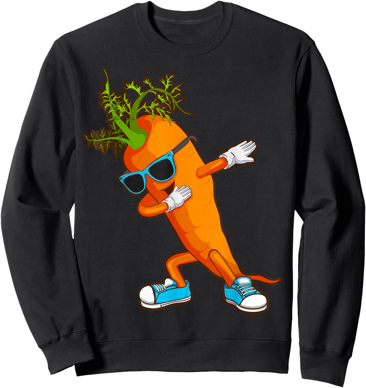 Funny Dabbing Carrot Gift | Cute Vegetable Lover Men Women Sweatshirt - Sweatshirt | Black