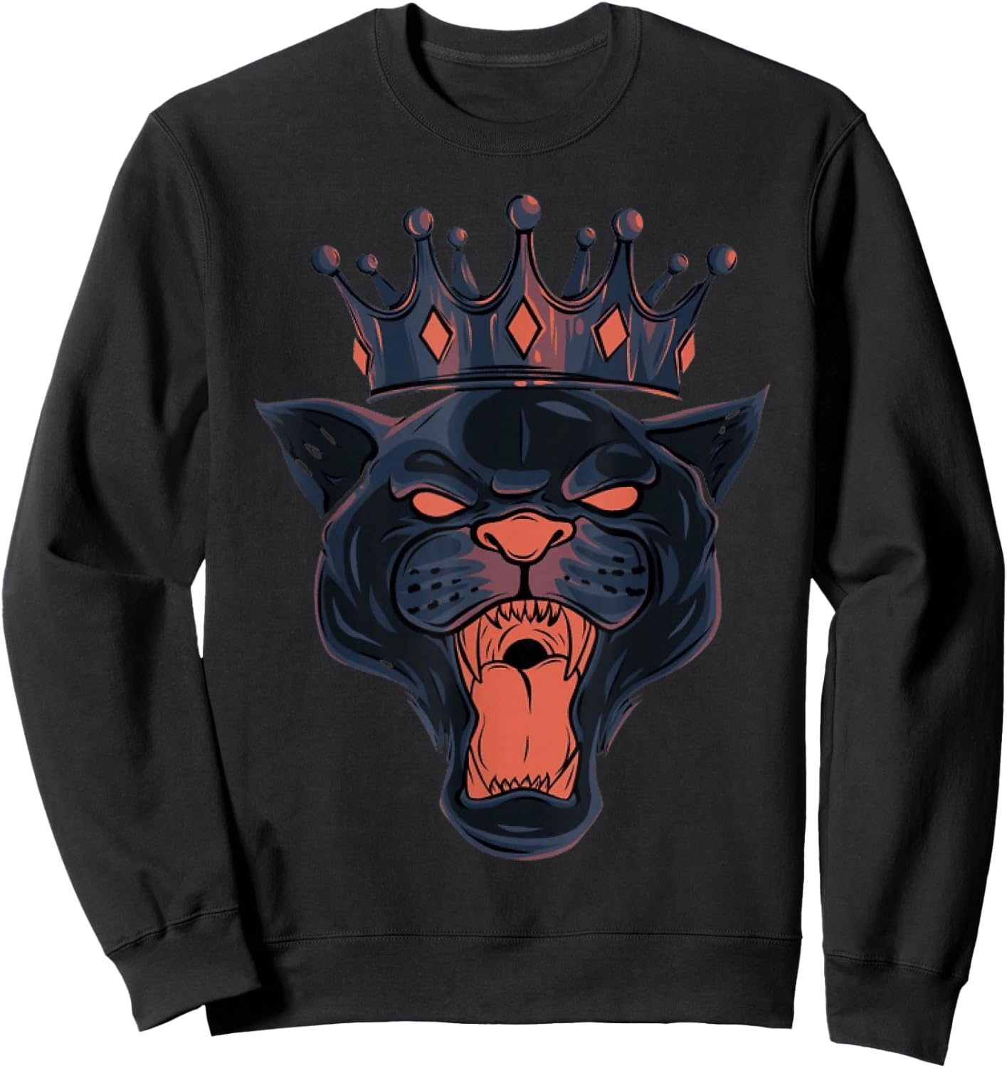 Big Black Head Puma Panther with a Crown Sweatshirt - Sweatshirt | Black