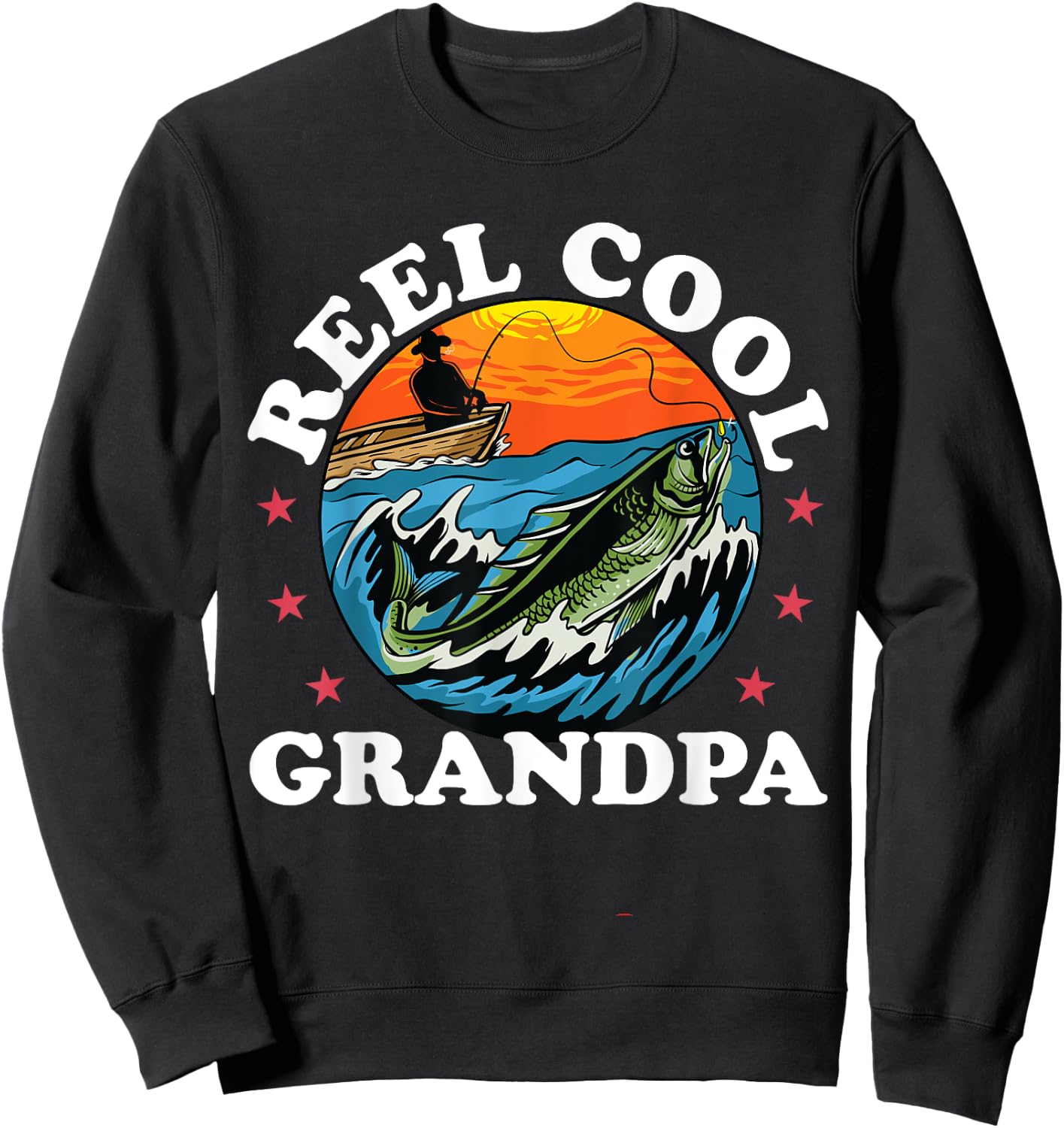 Reel Cool Grandpa Fishing Funny Fishing Fisherman Lover Sweatshirt - Sweatshirt | Black