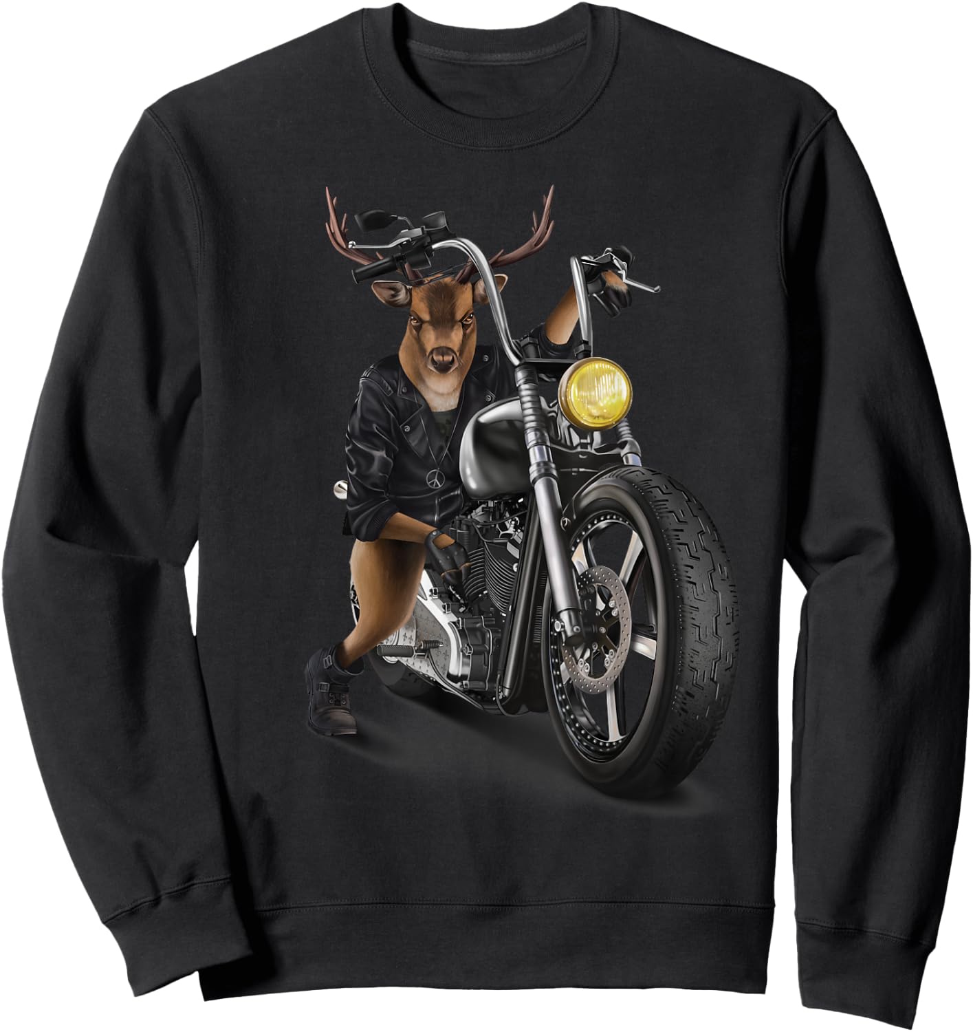 Deer Riding Classic Motorcycle Sweatshirt - Sweatshirt | Black