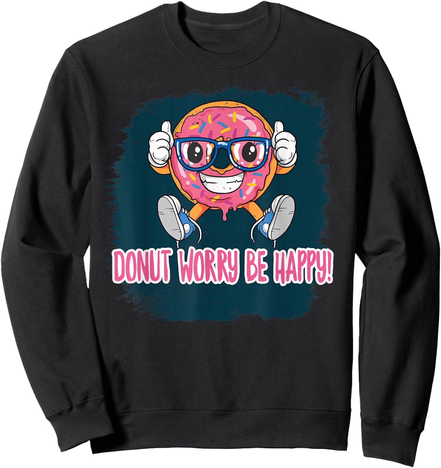Donut Worry Baker Baking Be Happy Donuts Cook Chef Pun Kids Sweatshirt - Sweatshirt | Black