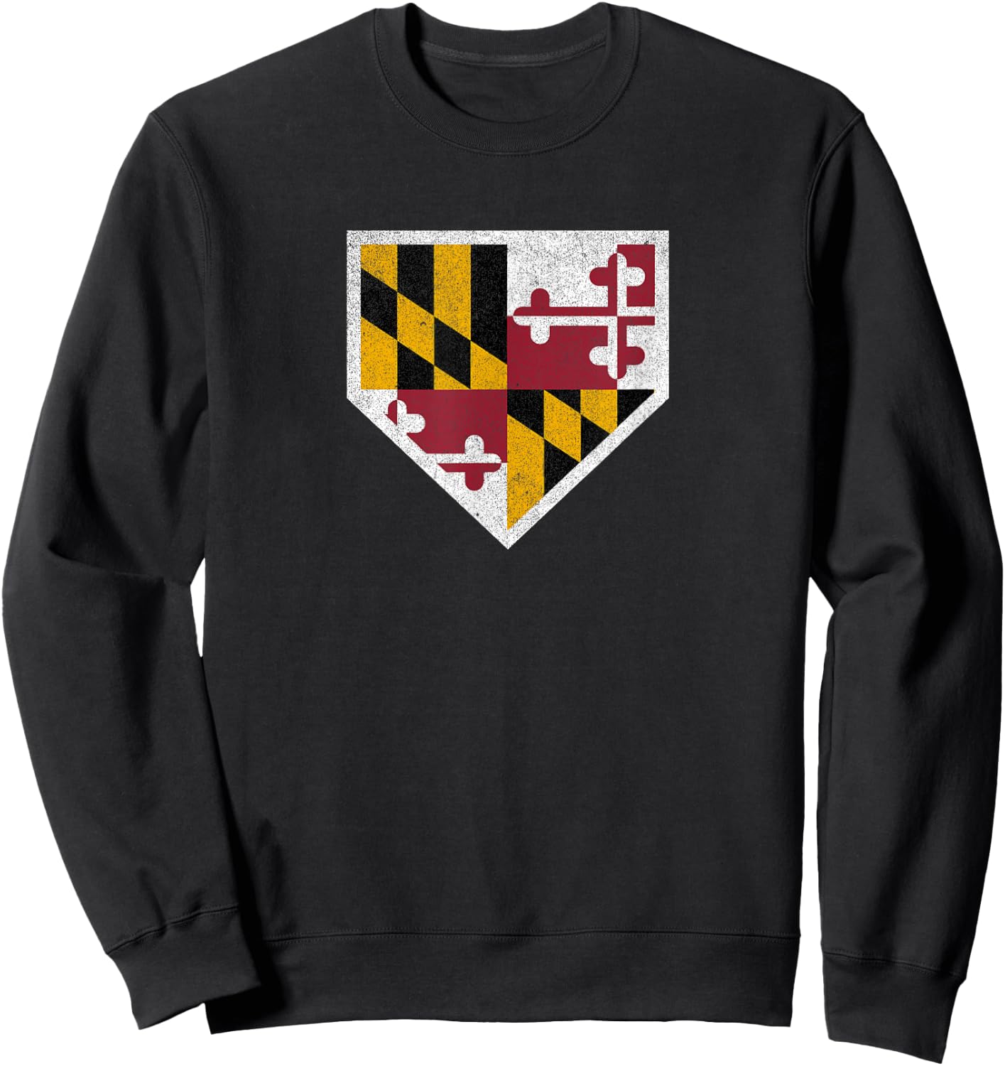 Vintage Baseball Home Plate With Maryland State Flag Sweatshirt - Sweatshirt | Black