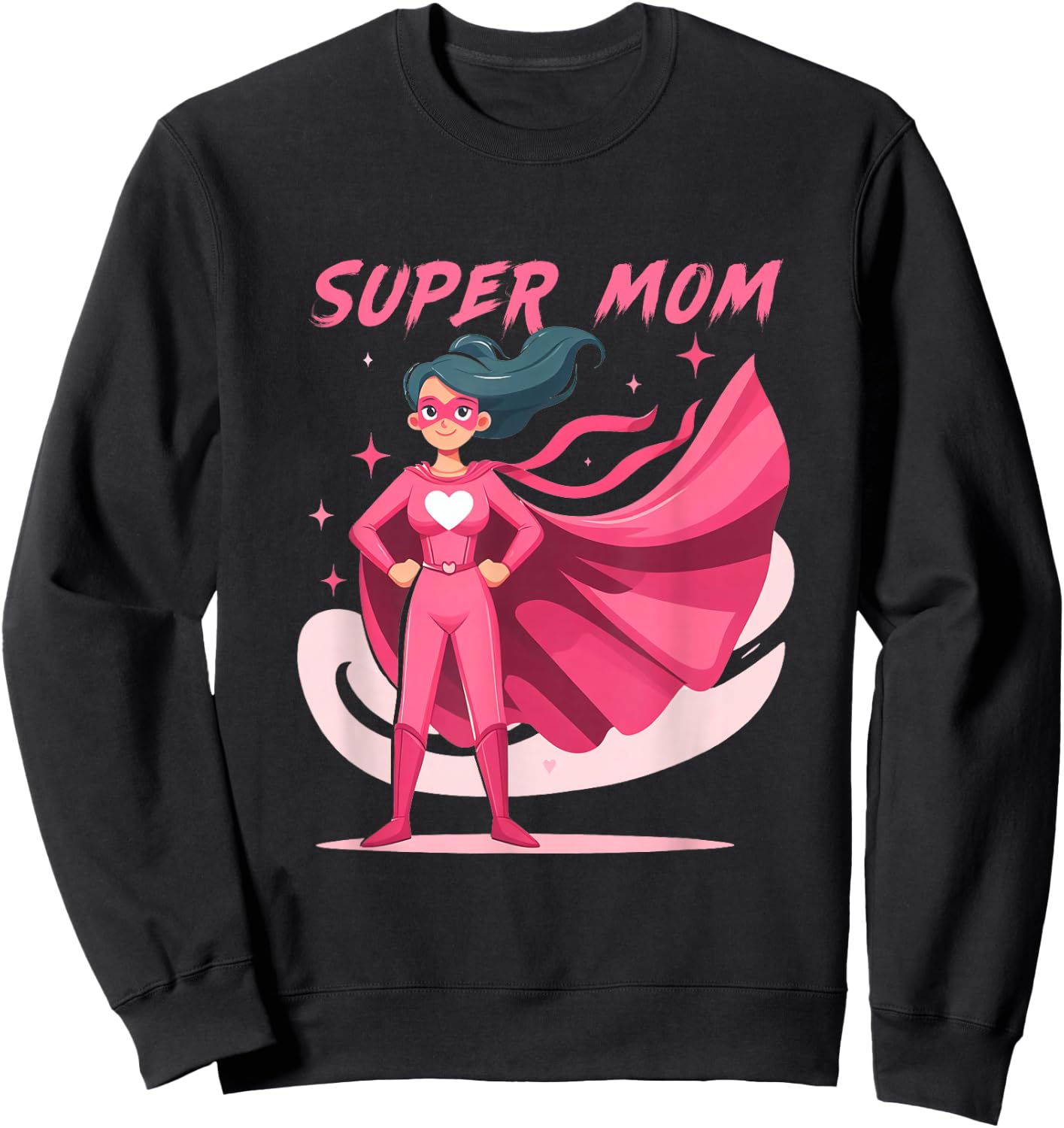 Retro Super Mom Comic Book Powerful Superhero Mother's Day Sweatshirt - Sweatshirt | Black