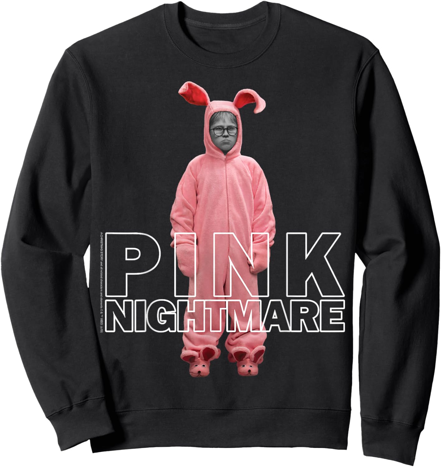 A Christmas Story Ralphie Pink Nightmare Portrait Sweatshirt - Sweatshirt | Black