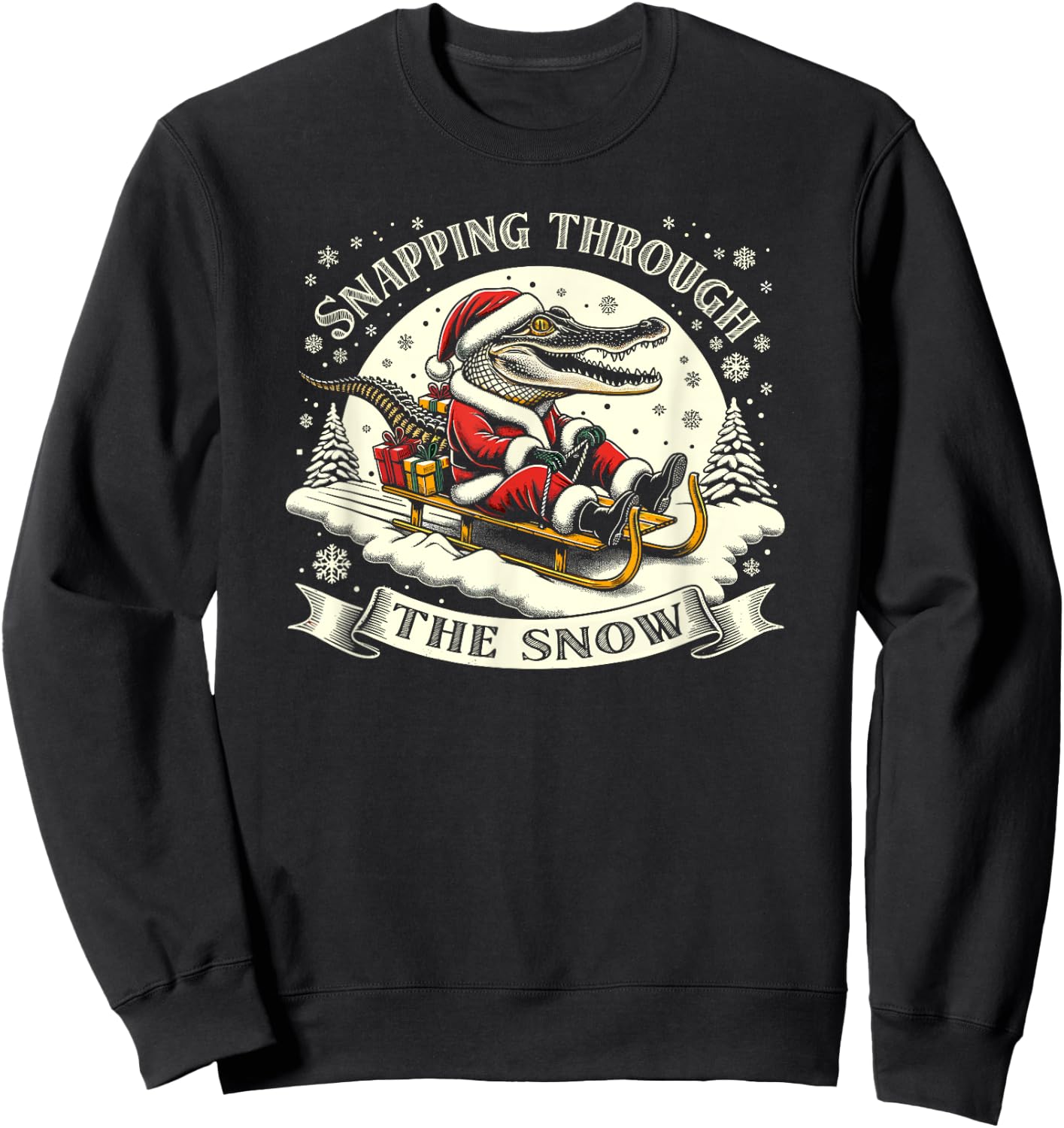 Alligator Santa, Gator Hunting Christmas Sweatshirt - Sweatshirt | Black