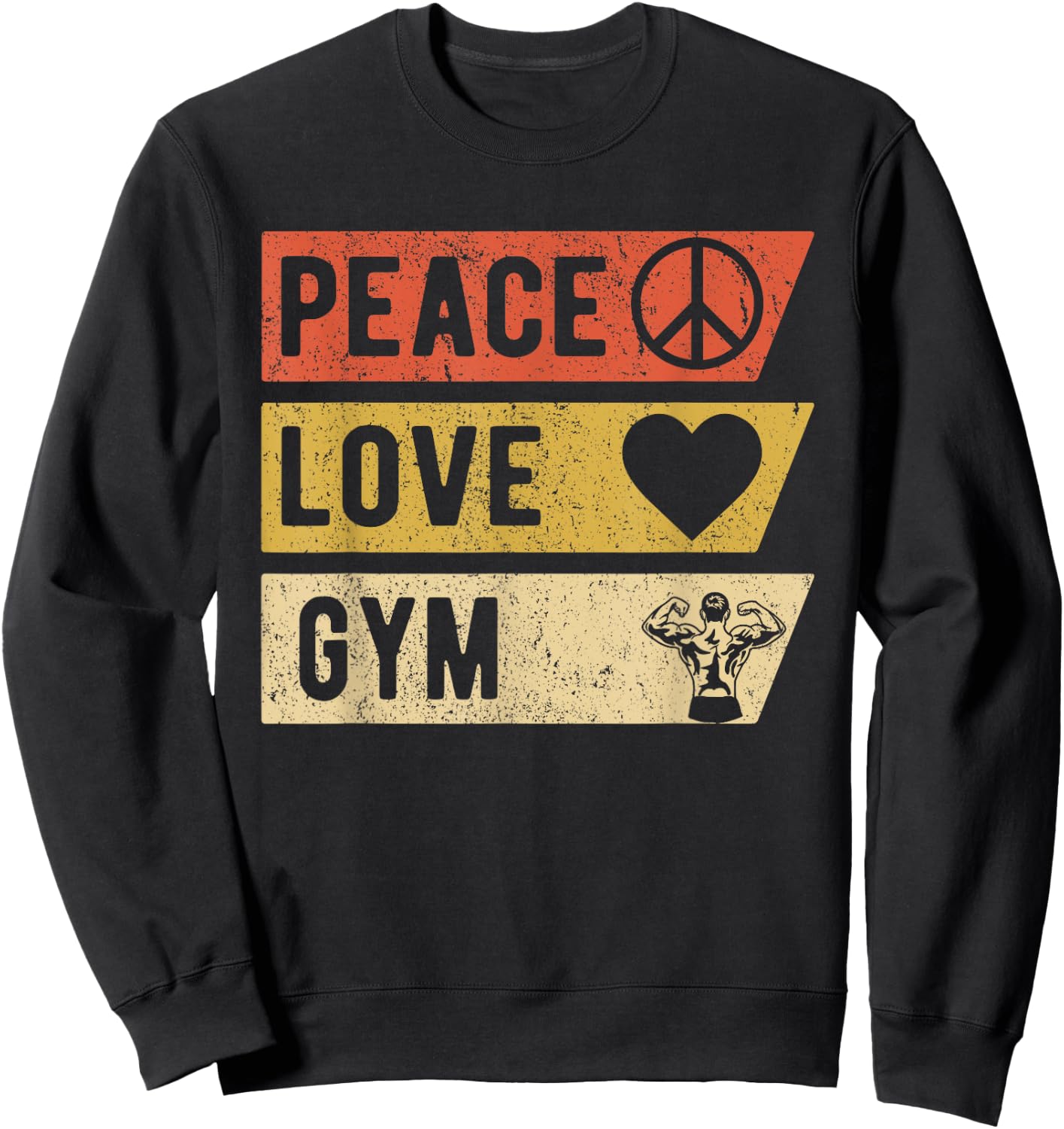 Vintage Peace Love Gym Sports Lover Player Gifts Sweatshirt - Sweatshirt | Black