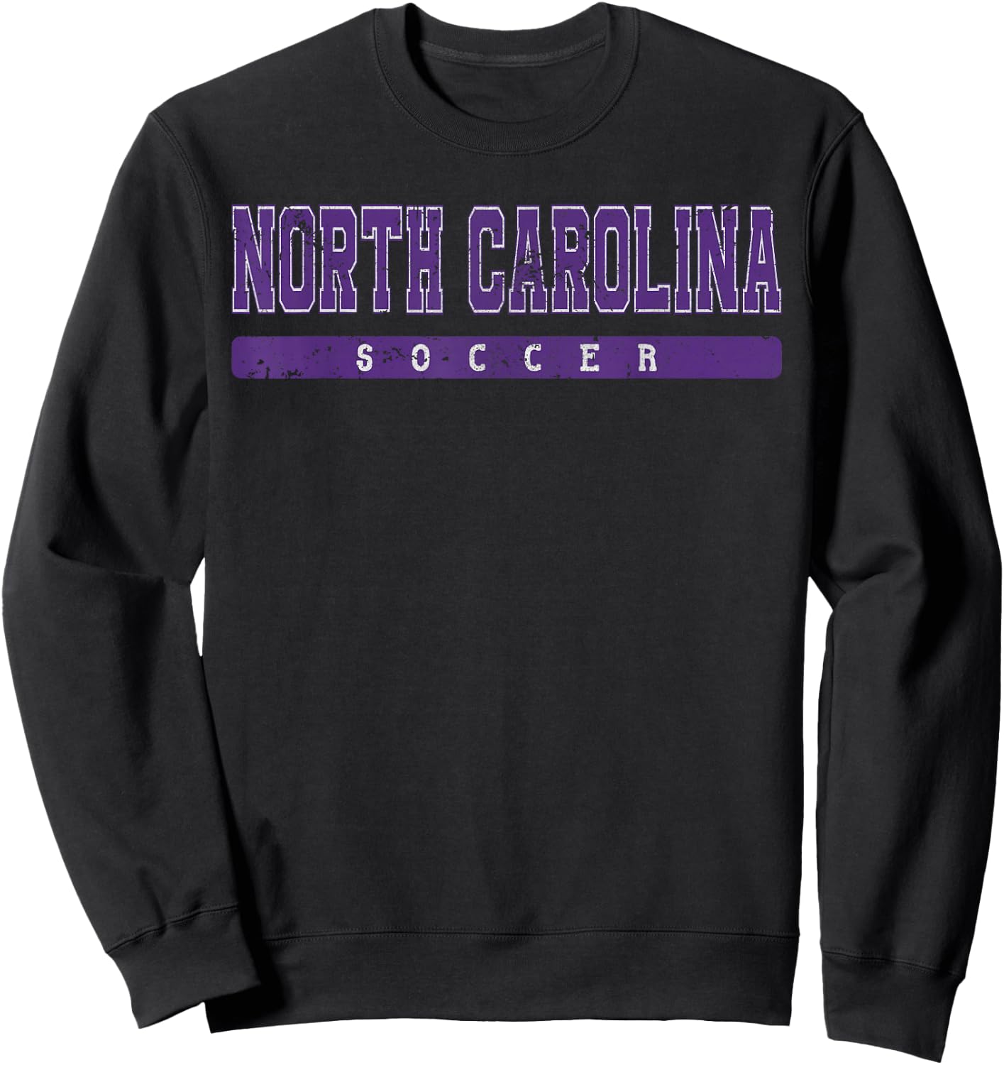 North Carolina Soccer Purple Vintage Text Sweatshirt - Sweatshirt | Black