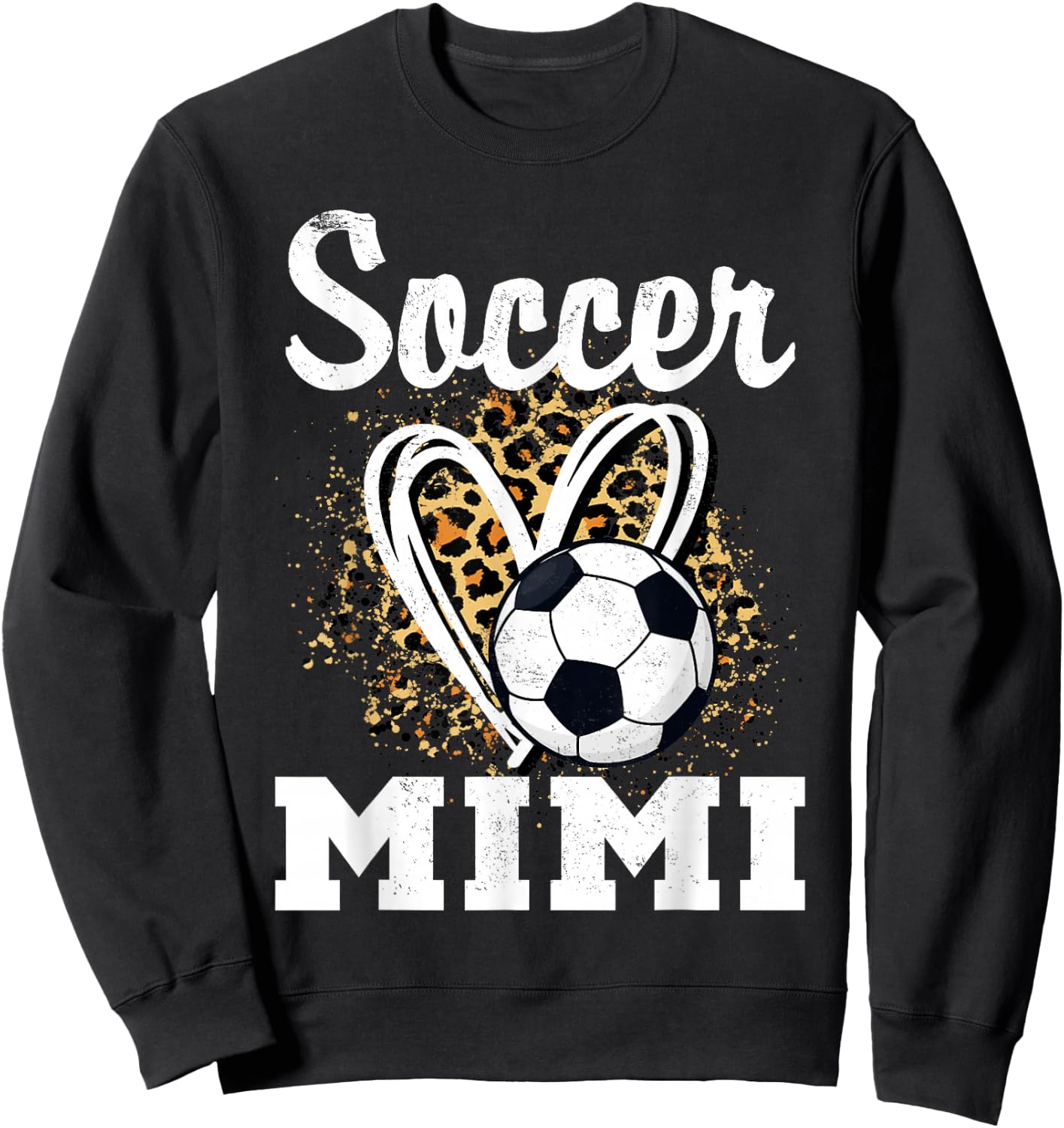 Soccer Mimi Leopard Heart Grandma Matching Family Sweatshirt - Sweatshirt | Black