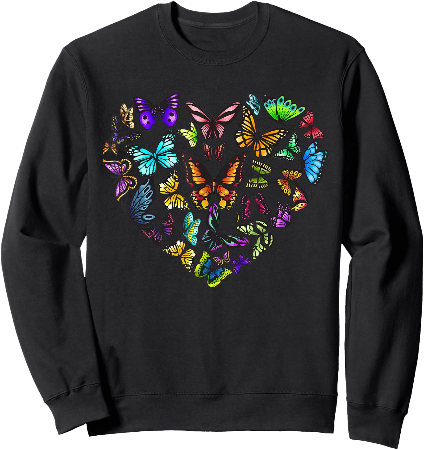 Funny Butterfly Gift Men Women Cool Butterfly Lover Heart Sweatshirt - Sweatshirt | Black