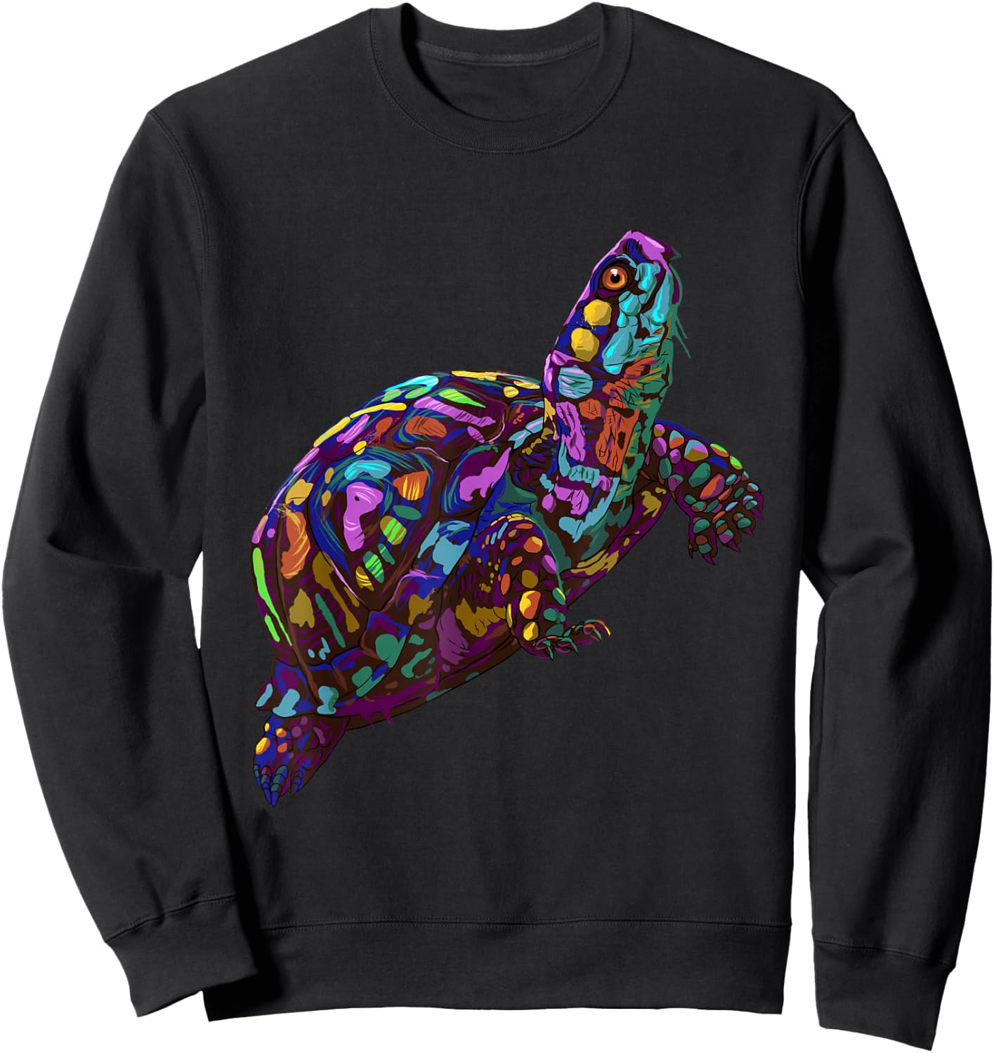 Colorful Splash Eastern Box Turtle Sweatshirt - Sweatshirt | Black