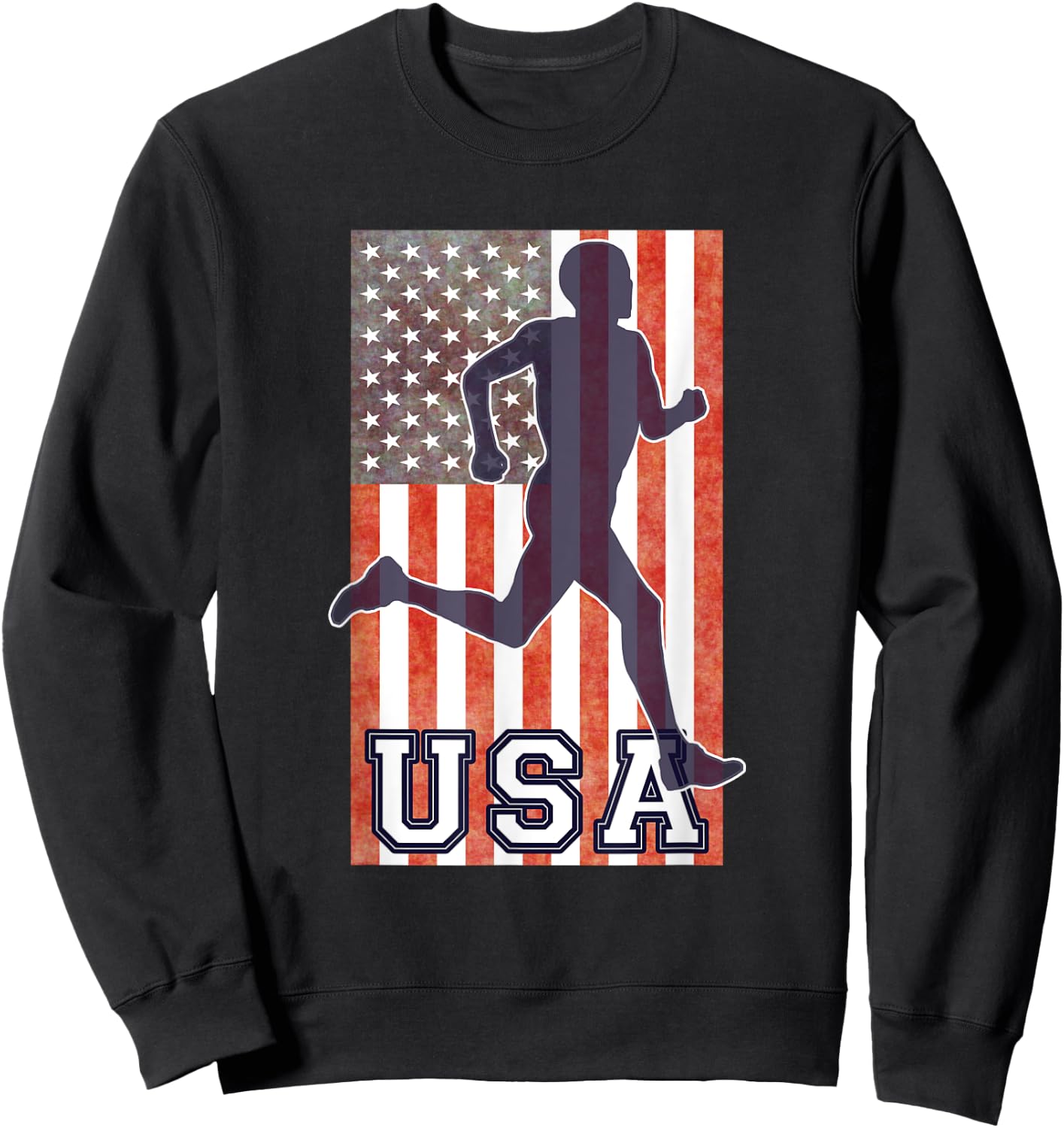 USA Running Track & Field Team American Flag Runner Sweatshirt - Sweatshirt | Black