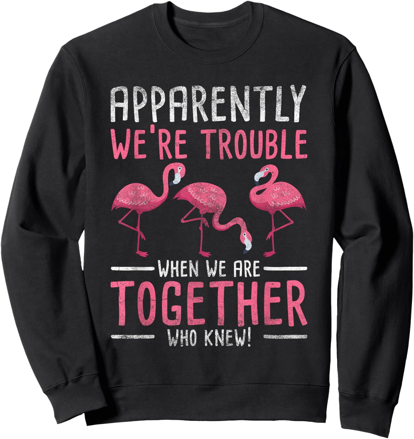 Apparently We Are Trouble Flamingo Sweatshirt - Sweatshirt | Black