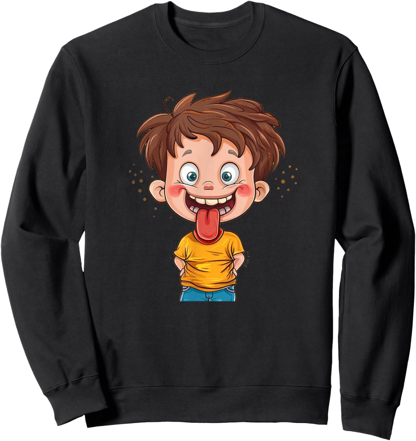 Awesome Cheeky Boy with Tongue Out Look Costume Sweatshirt - Sweatshirt | Black