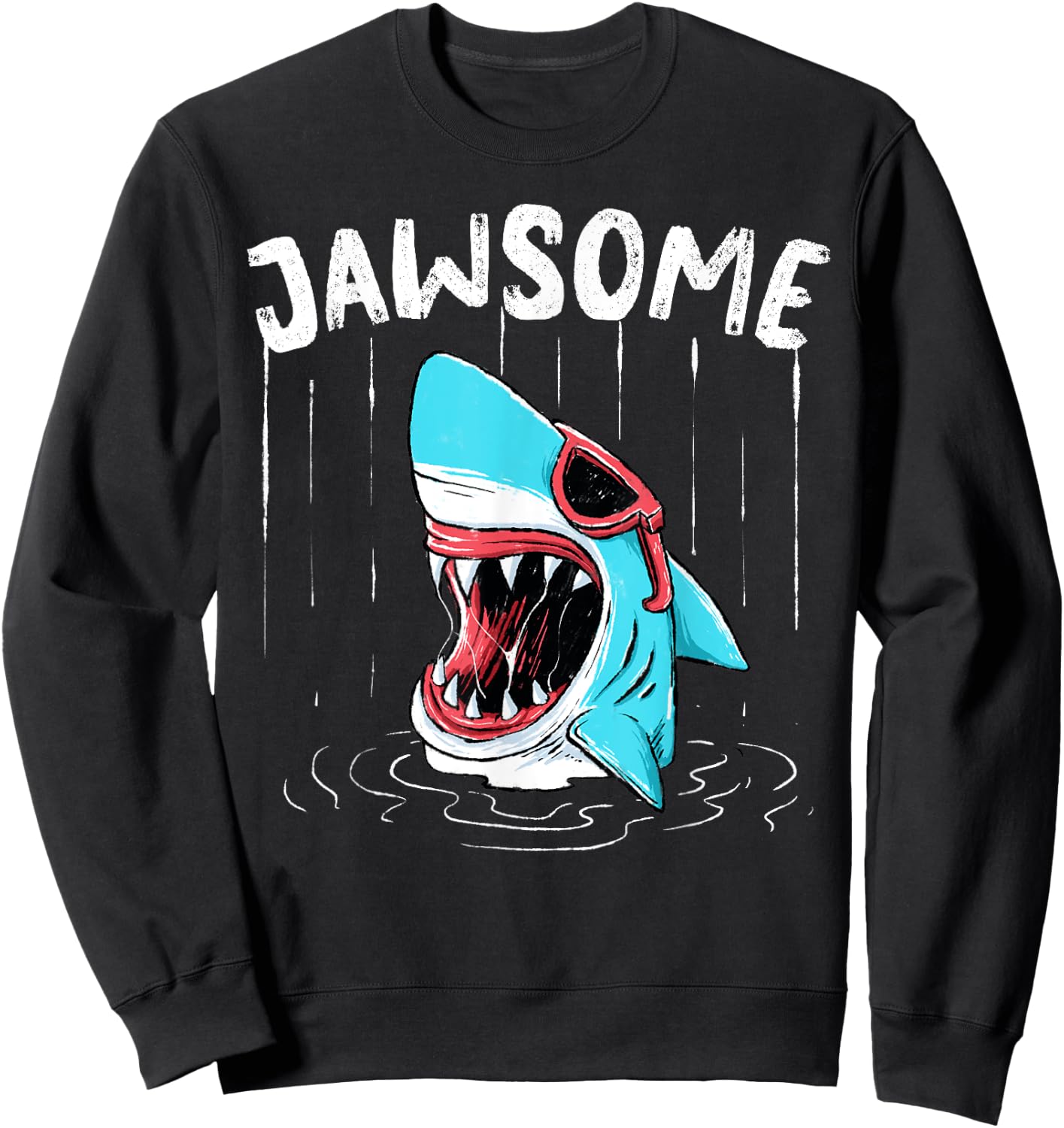 Shark Shirt - Funny Jawsome Shark Bite Hilarious Beach Sweatshirt - Sweatshirt | Black