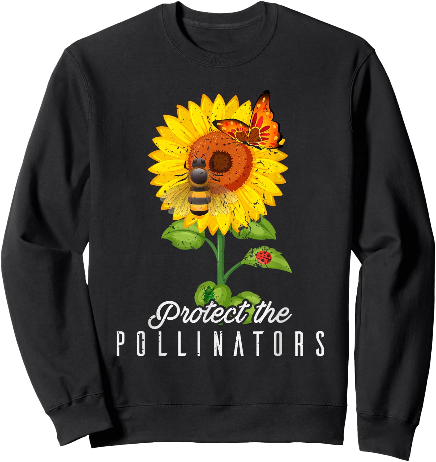 Cool Protect Pollinators Save the bees Sunflower T- shirt Sweatshirt - Sweatshirt | Black