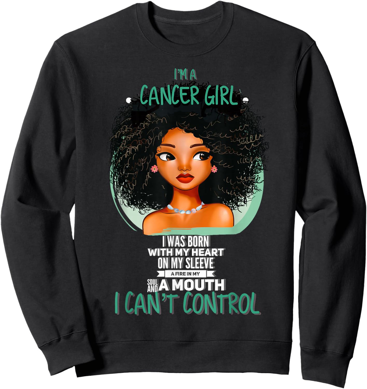 Cancer Zodiac Sign Shirts for Afro American Girls and Women Sweatshirt - Sweatshirt | Black