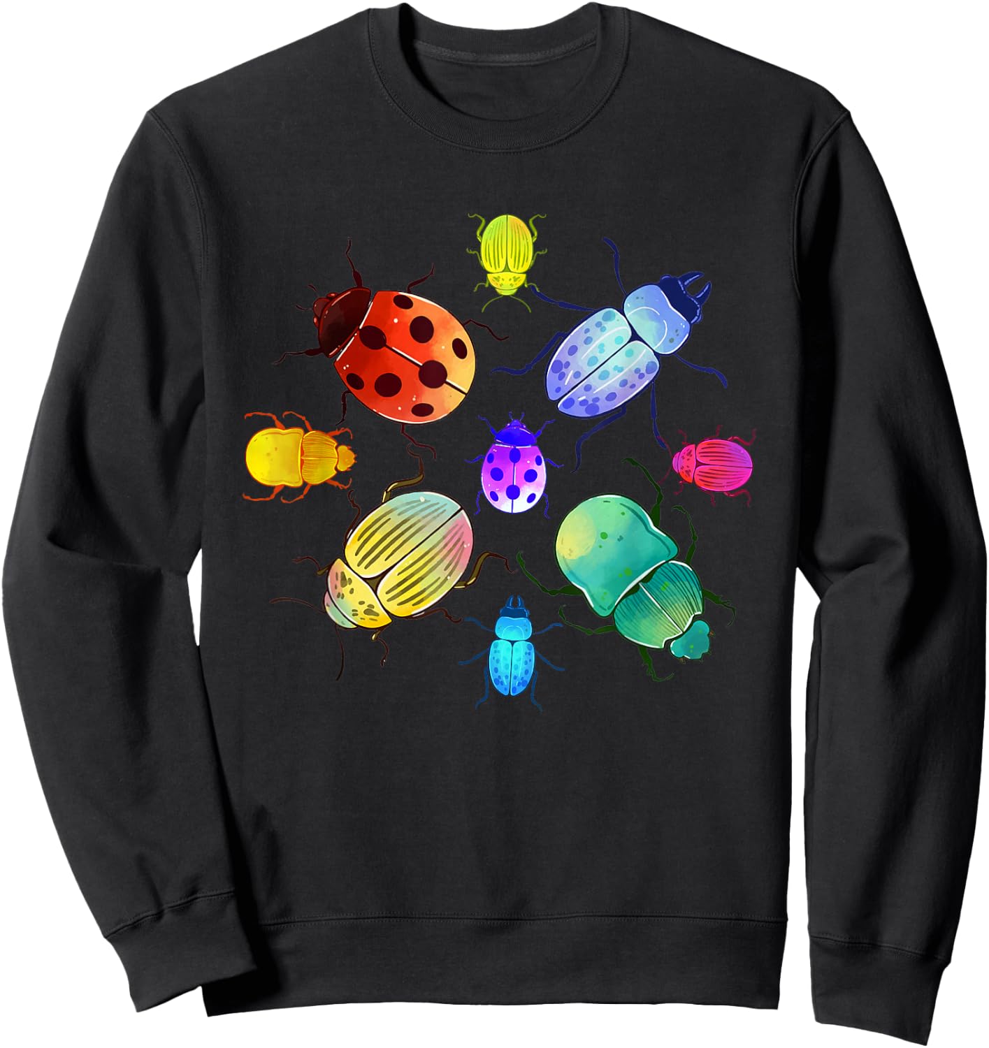 Entomology Nature Insect Colourful Animal Motif Beetle Sweatshirt - Sweatshirt | Black