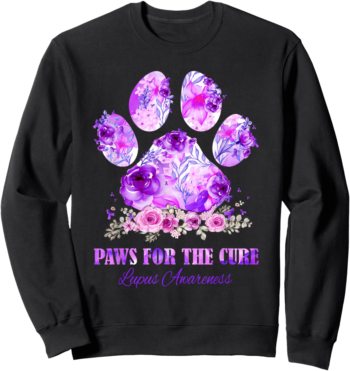 Dog Print Paws For The Cure Lupus Awareness Month Women Sweatshirt - Sweatshirt | Black