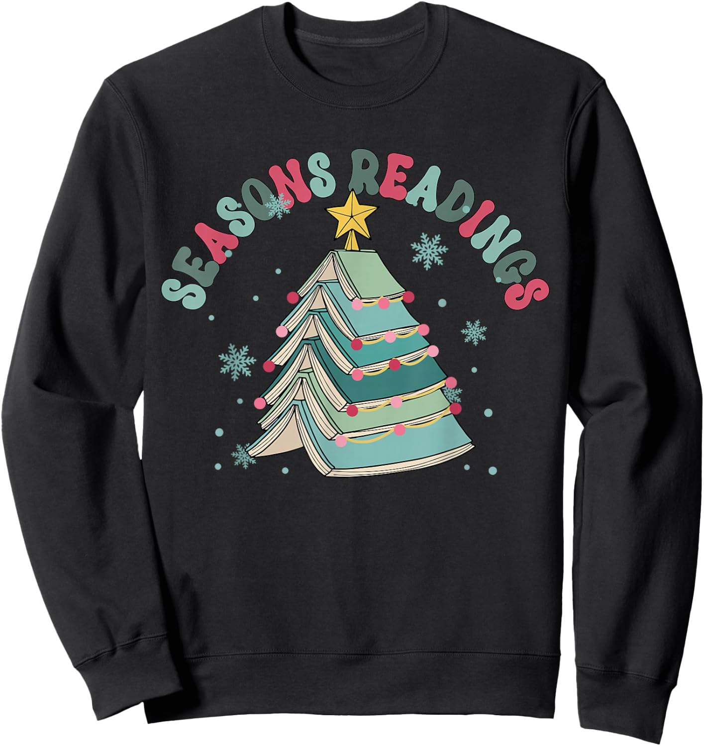 Retro Seasons Readings Librarian Christmas Book Lover Xmas Sweatshirt - Sweatshirt | Black