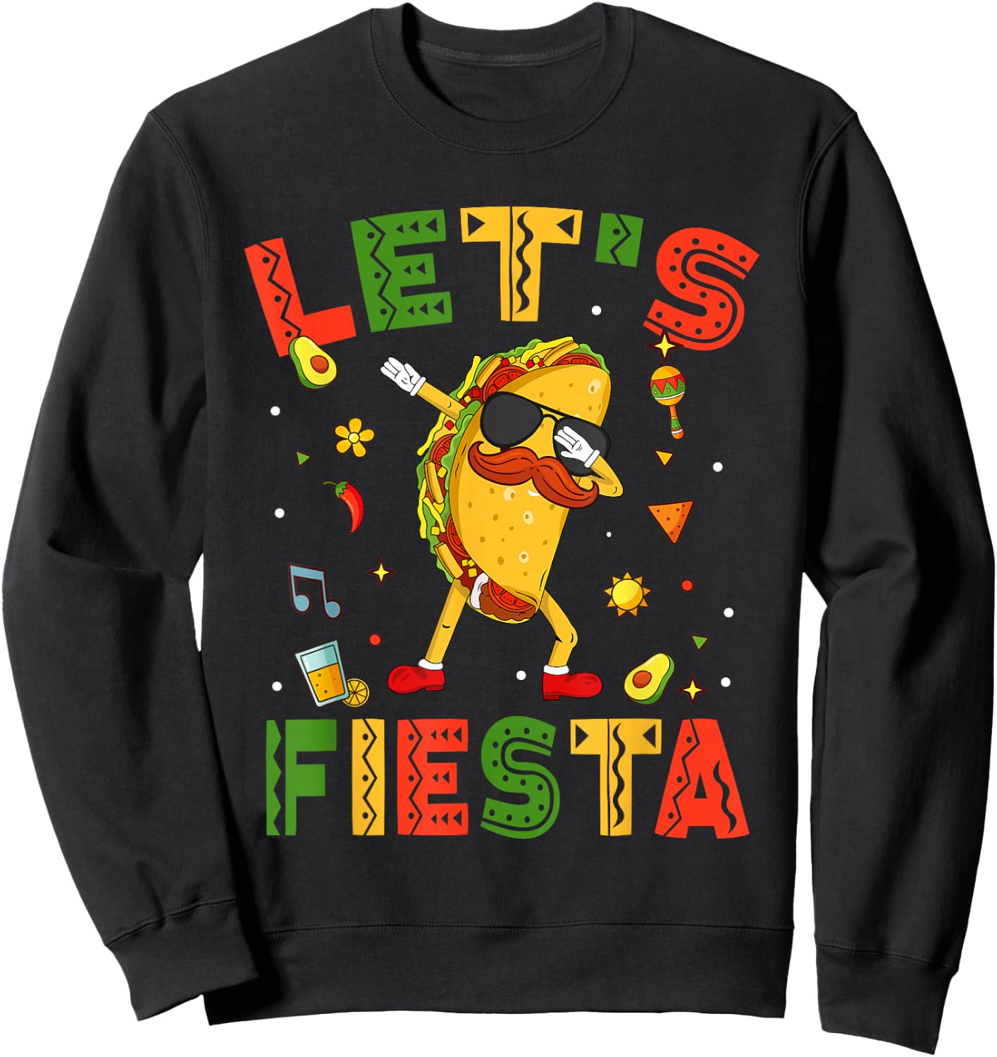 Let's Fiesta Tacos Dabbing Cinco De Mayo Mexican Dab Boy Kid Sweatshirt - Sweatshirt | Black