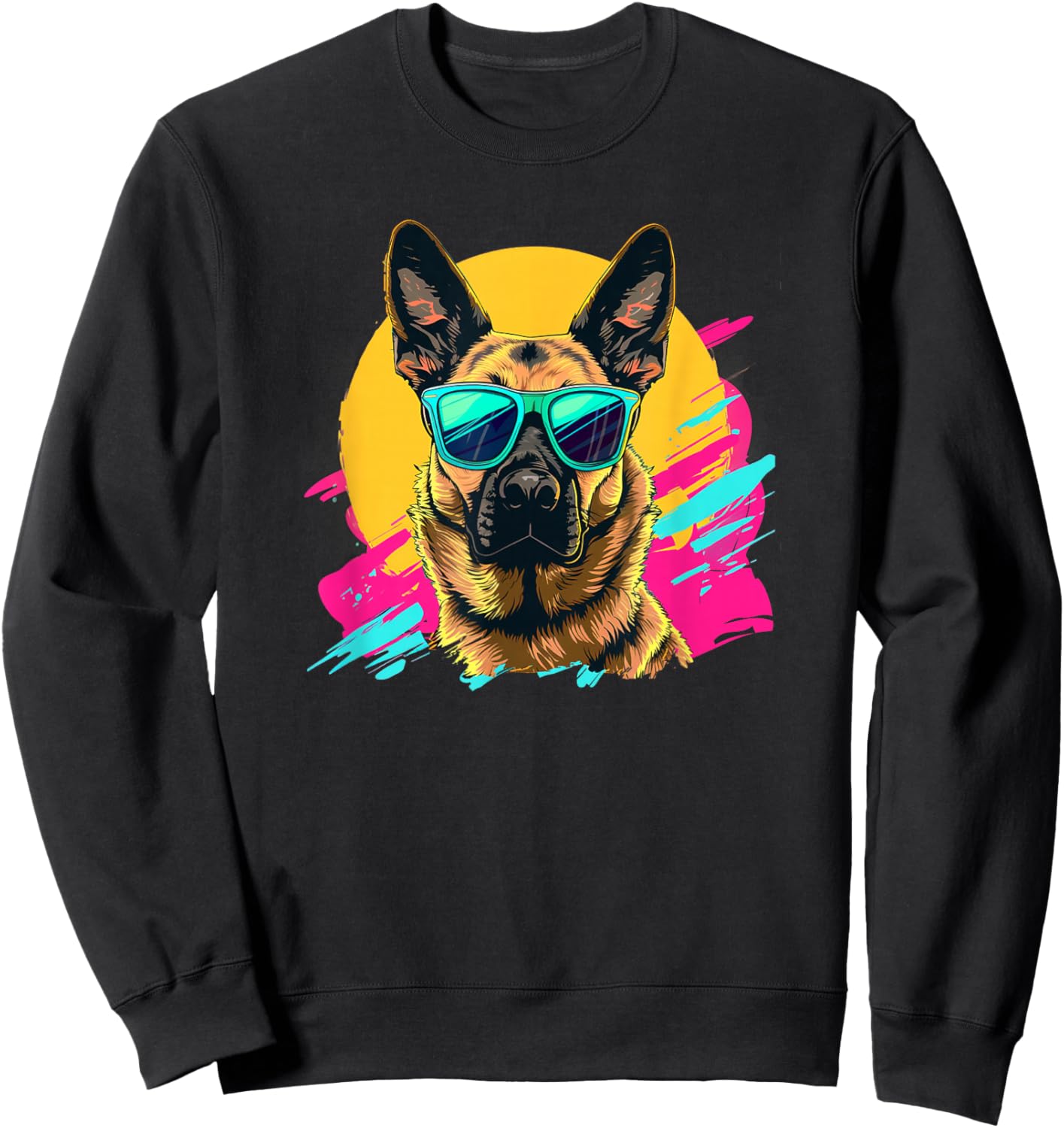 Funny Retro Vintage 80s Belgian Malinois Lover Sweatshirt - Sweatshirt | Black