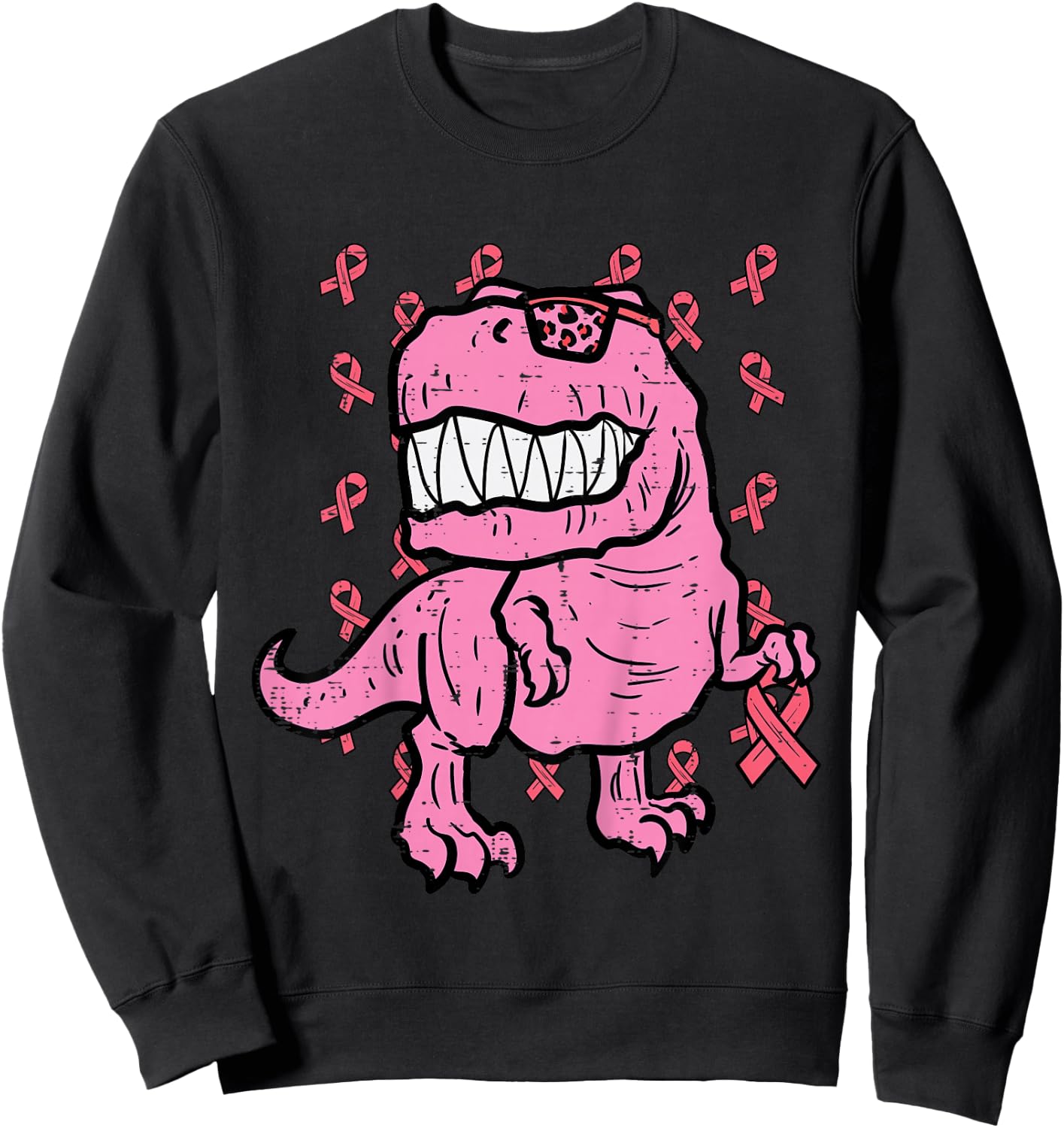 Breast Cancer Awareness Dino Trex Boys Kids Toddler Youth Sweatshirt - Sweatshirt | Black