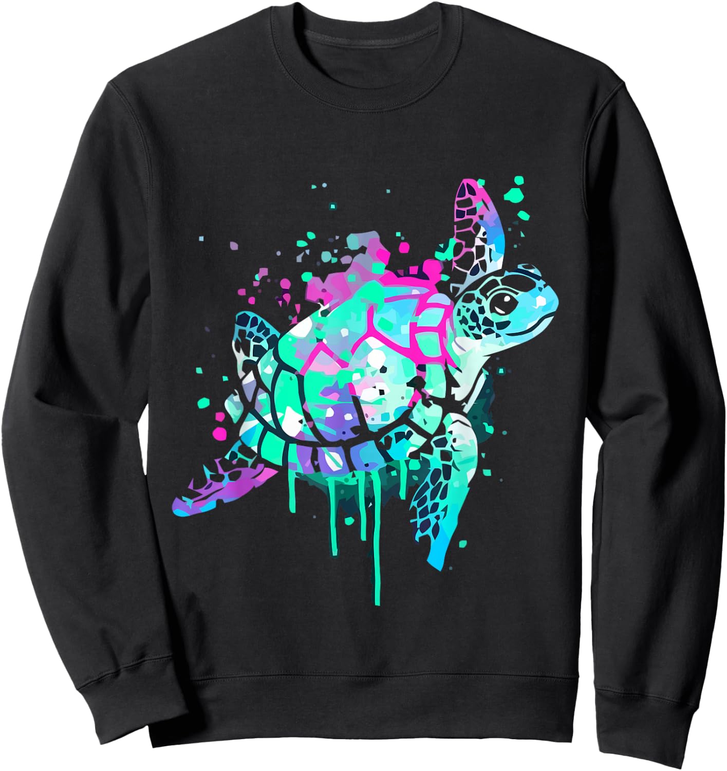 Turtle Watercolor Sea Ocean Wildlife animal Sweatshirt - Sweatshirt | Black
