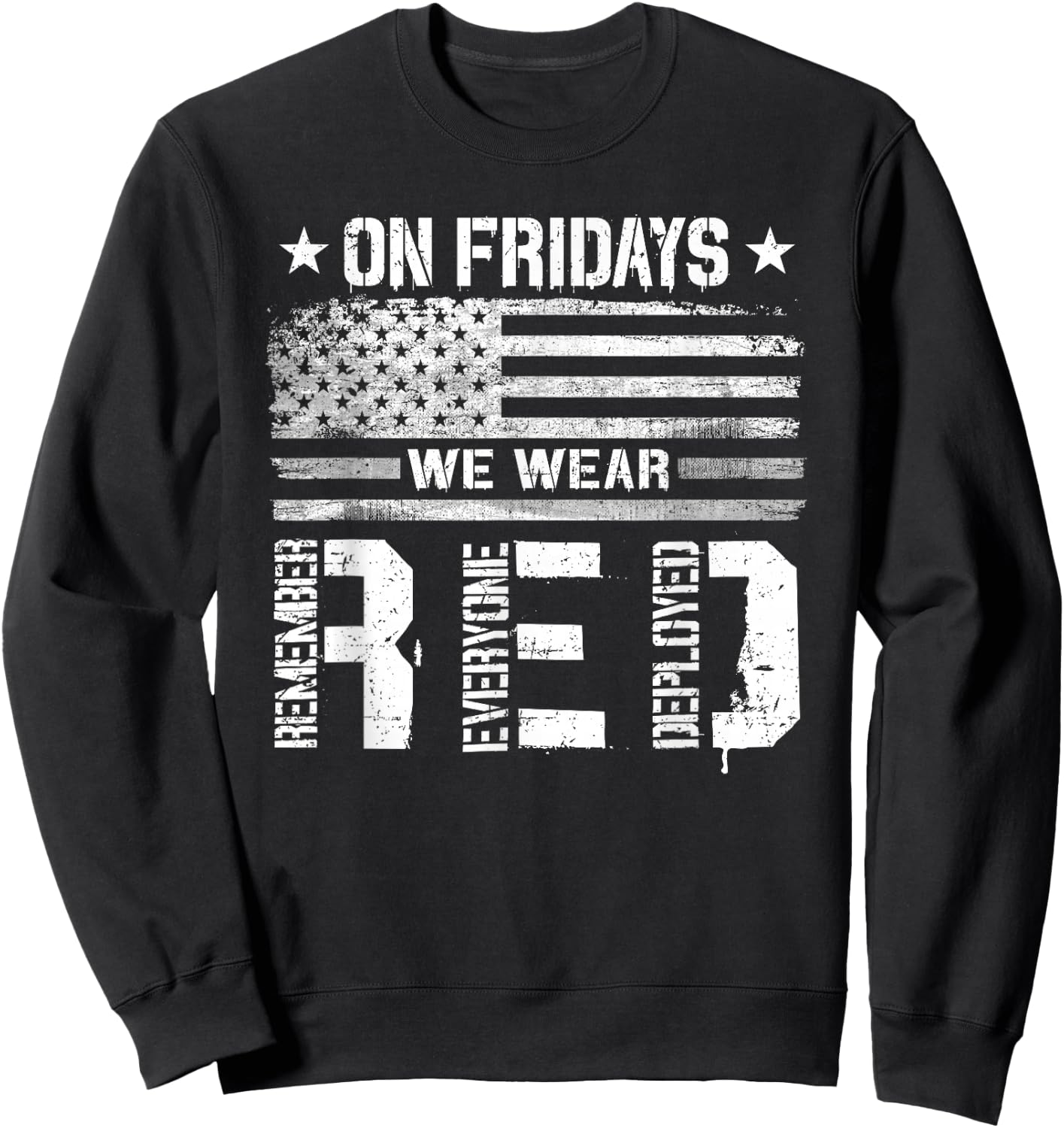 On Friday We Wear Red American Flag Military Supportive Sweatshirt - Sweatshirt | Black